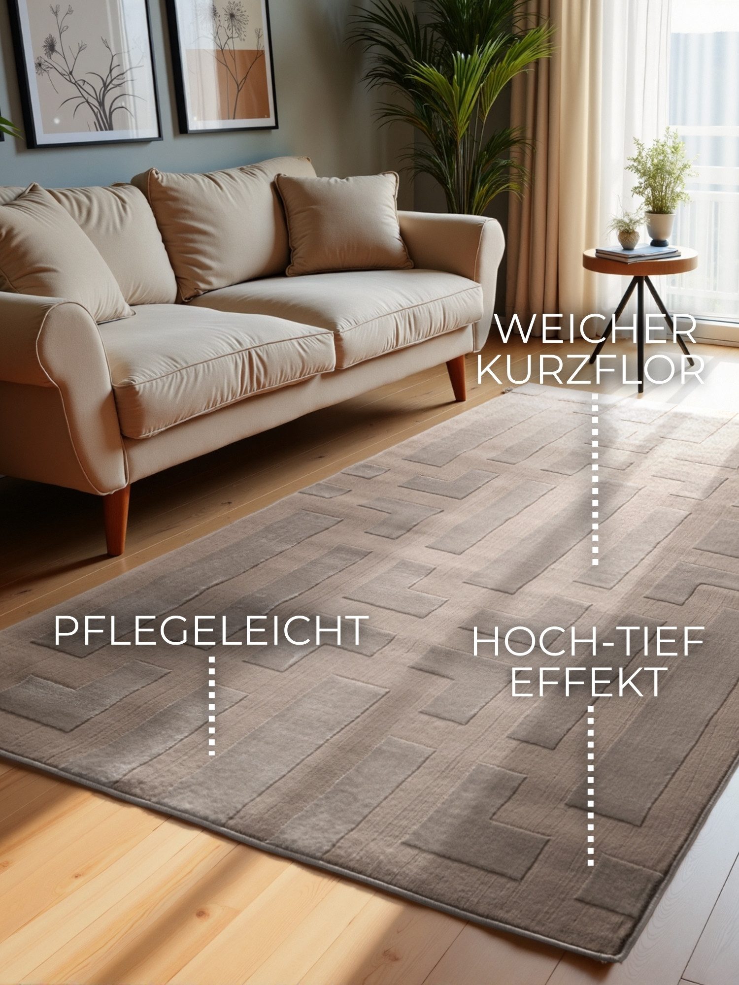 ELLE DECORATION Designteppich Onyx, rechteckig, Höhe: 9 mm, Wohnzimmer, Schlafzimmer, Läufer, Hoch-Tief Effekt, Flur, Glanz