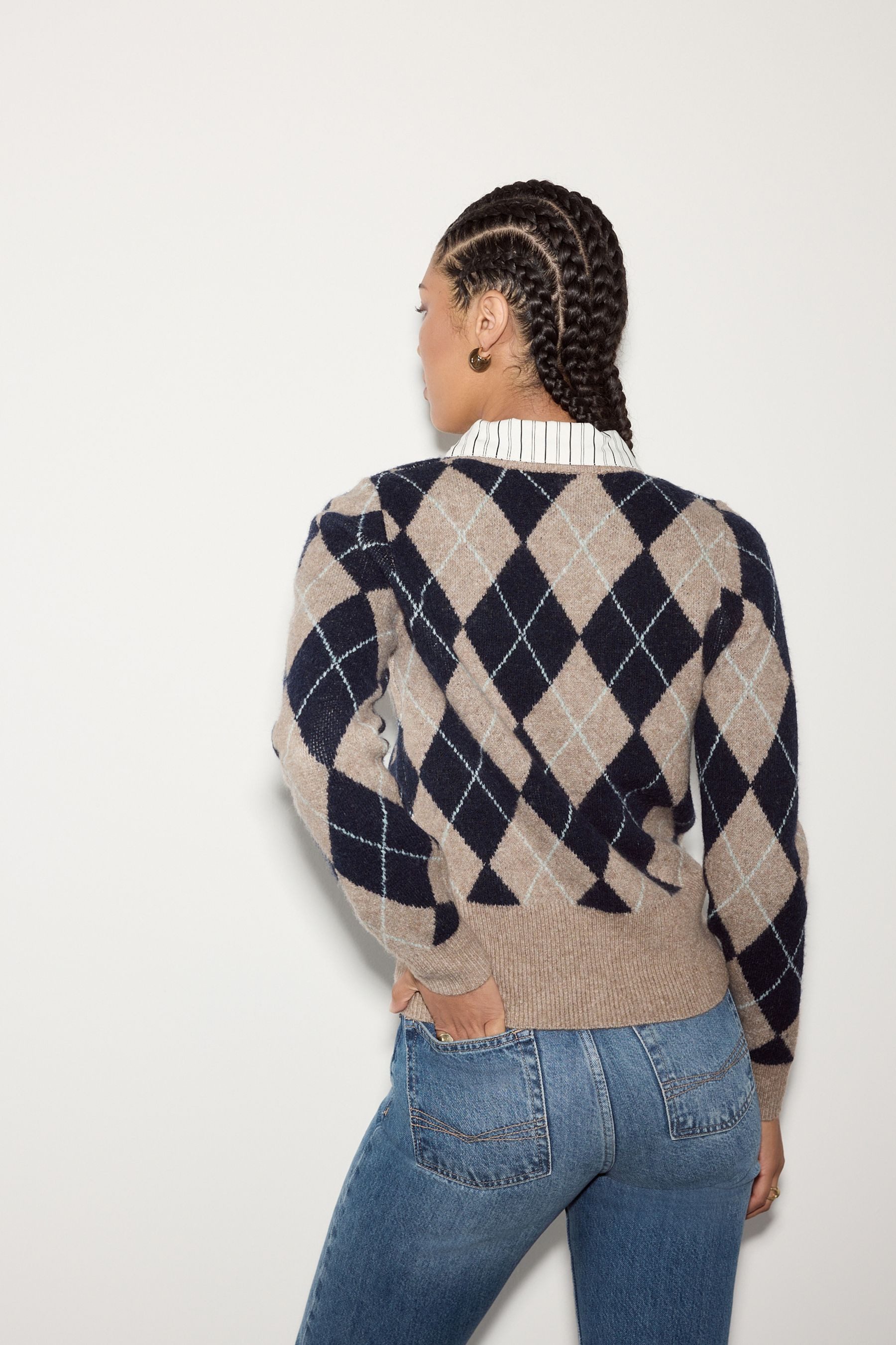 Next Strickpullover Pullover mit Kragenlage, Print und Wollanteil (1-tlg) günstig online kaufen