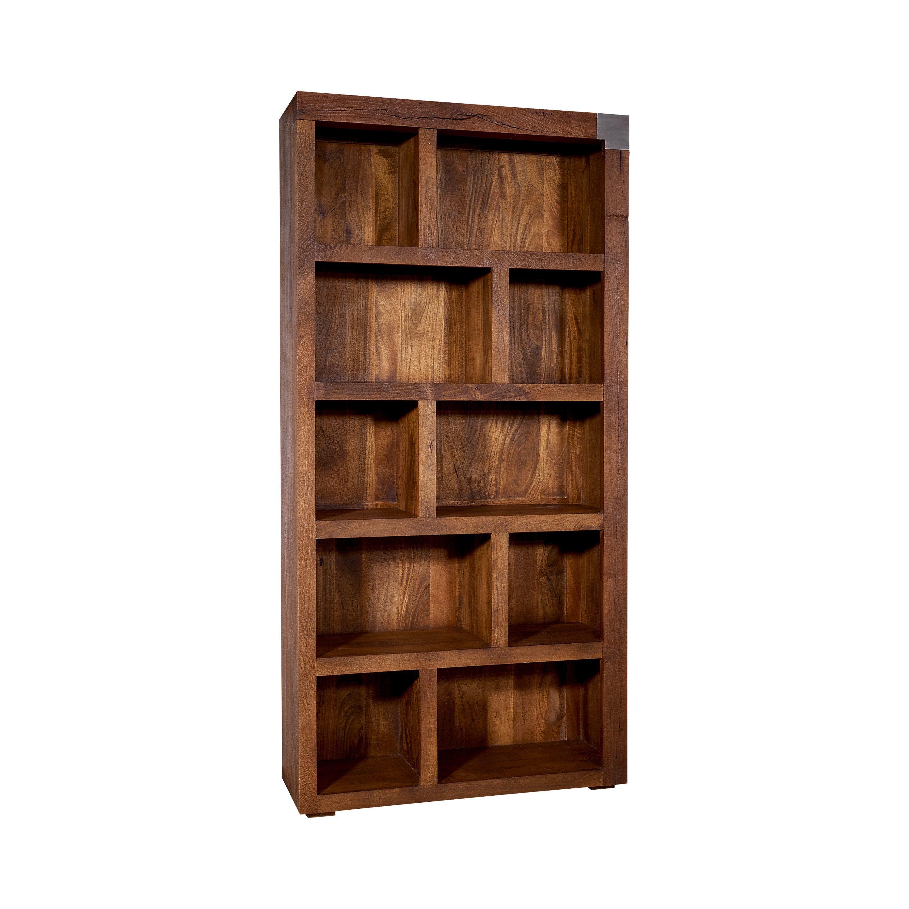 Massivmoebel24 Bücherregal AMSTERDAM, 1-tlg., Standregal Mango 100x35x204 braun lackiert Amsterdam #21