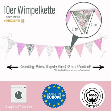 Alcube Betthimmel Kinderzimmer Deko Set, aus Deko Kissen 40x40 & Wimpelkette - für Babyzimmer, Kinderbett