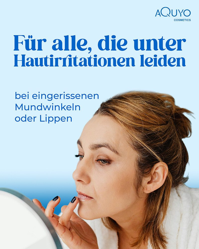 AQUYO Cosmetics Lippencreme Mundwinkelcreme für trockene, rissige Mundwinkel, dermatologisch getestet