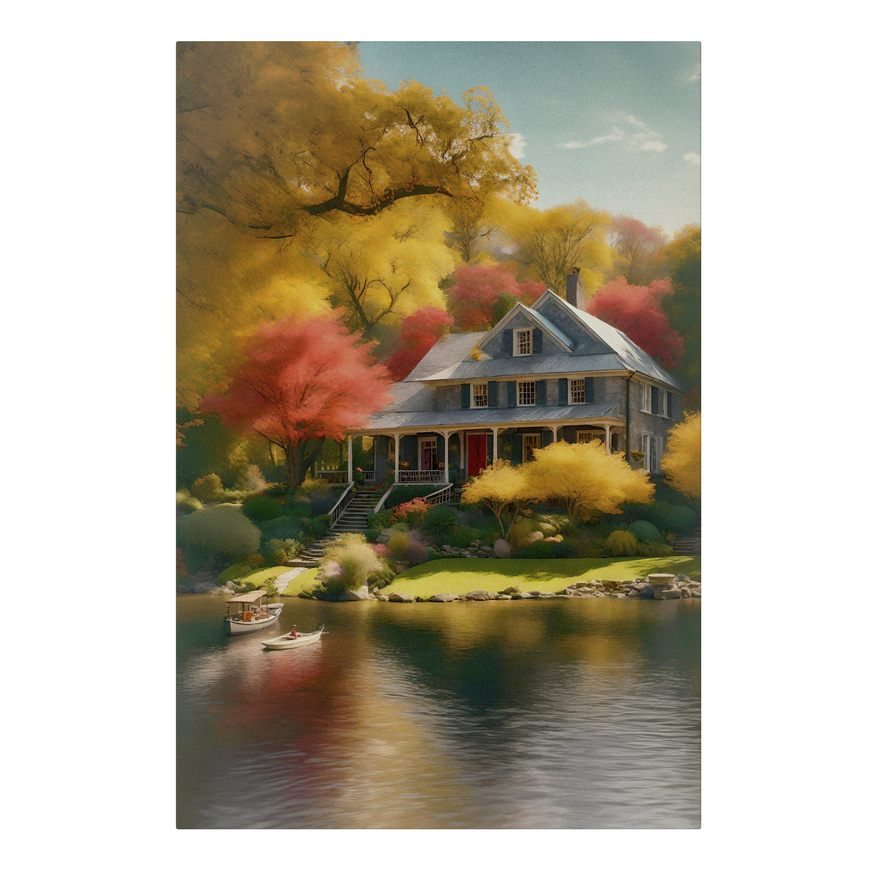 SPACEREBELS Leinwandbild ENCHANTED AUTUMN REFUGE, Landschaft (1 St), 3 cm Keilrahmen, Baumwollleinwand