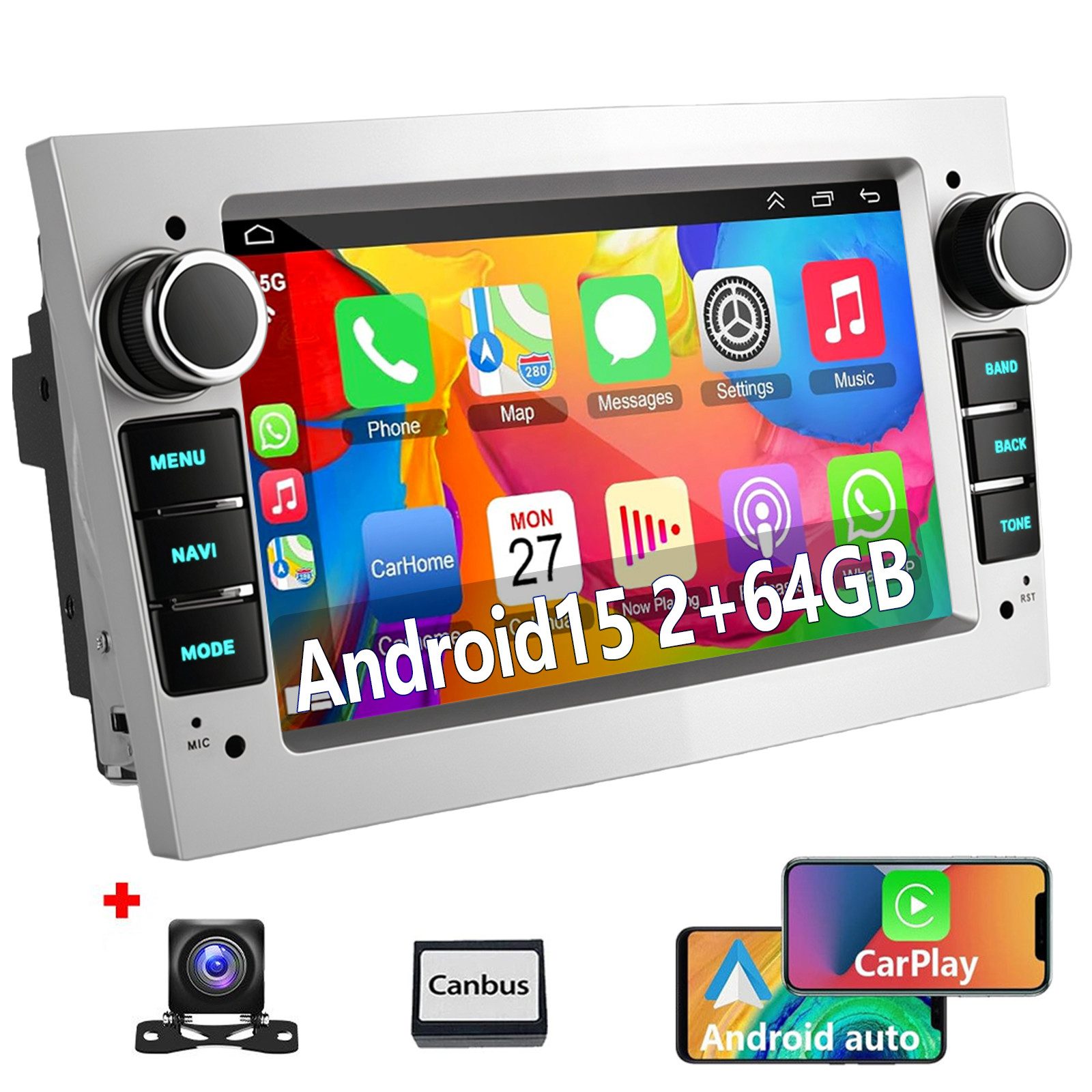 ESSGOO DAB+ Android 15 Für Opel Corsa C D Astra G H Meriva Zafira A B Vectra Autoradio (DAB+ (optional), DAB (optional), FM, RDS, 4+64GB(optional), 7" Carplay Android Auto DAB (optional),GPS Navi RDS 4+64GB WIFI)