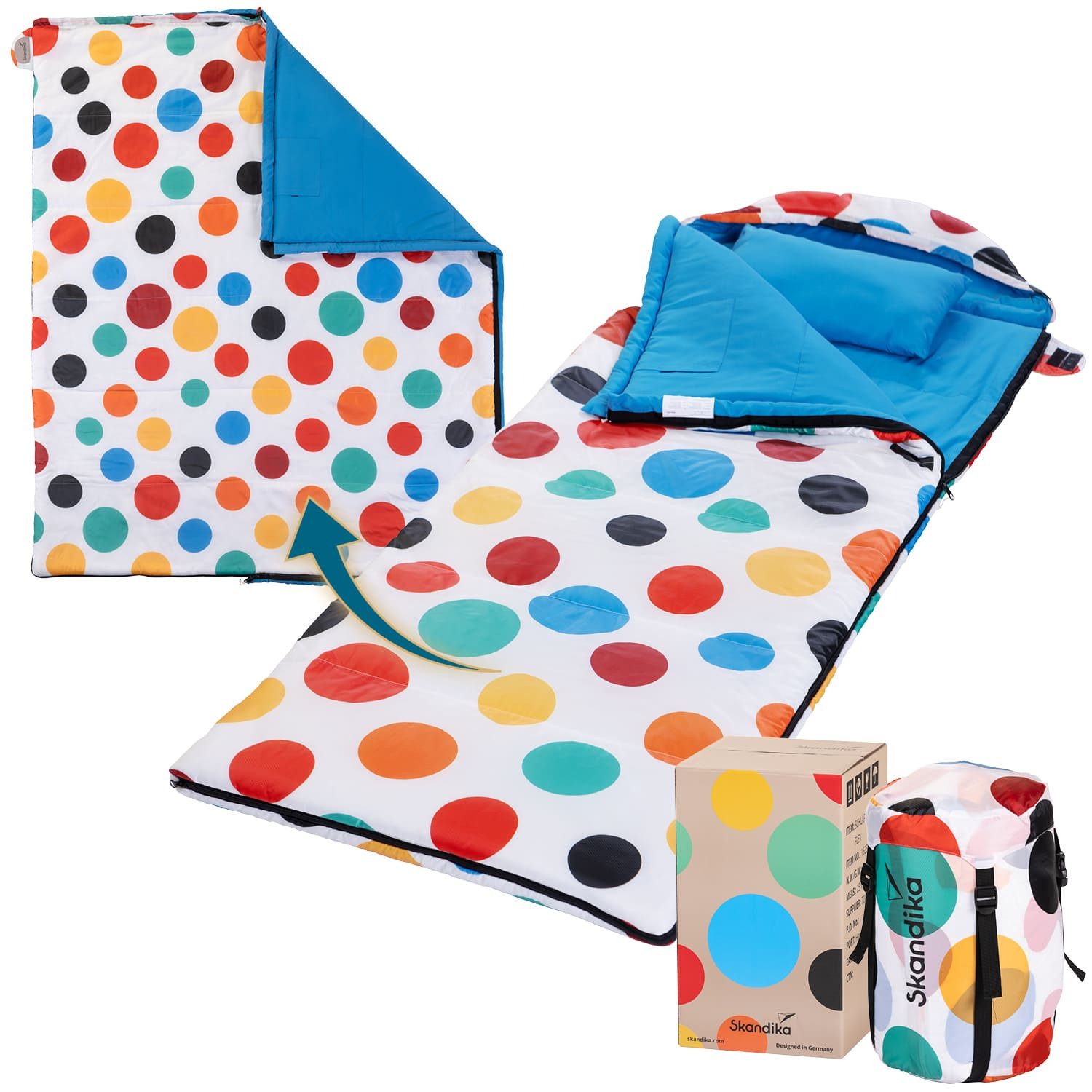 Skandika Deckenschlafsack für Erwachsene, Sovro Flex 190+30 Stardust, als Decke verwendbar (Packsack mit Kompressionsbändern und Schutzhaube), Schlafsack Outdoor für Erwachsene, 3 Jahreszeiten