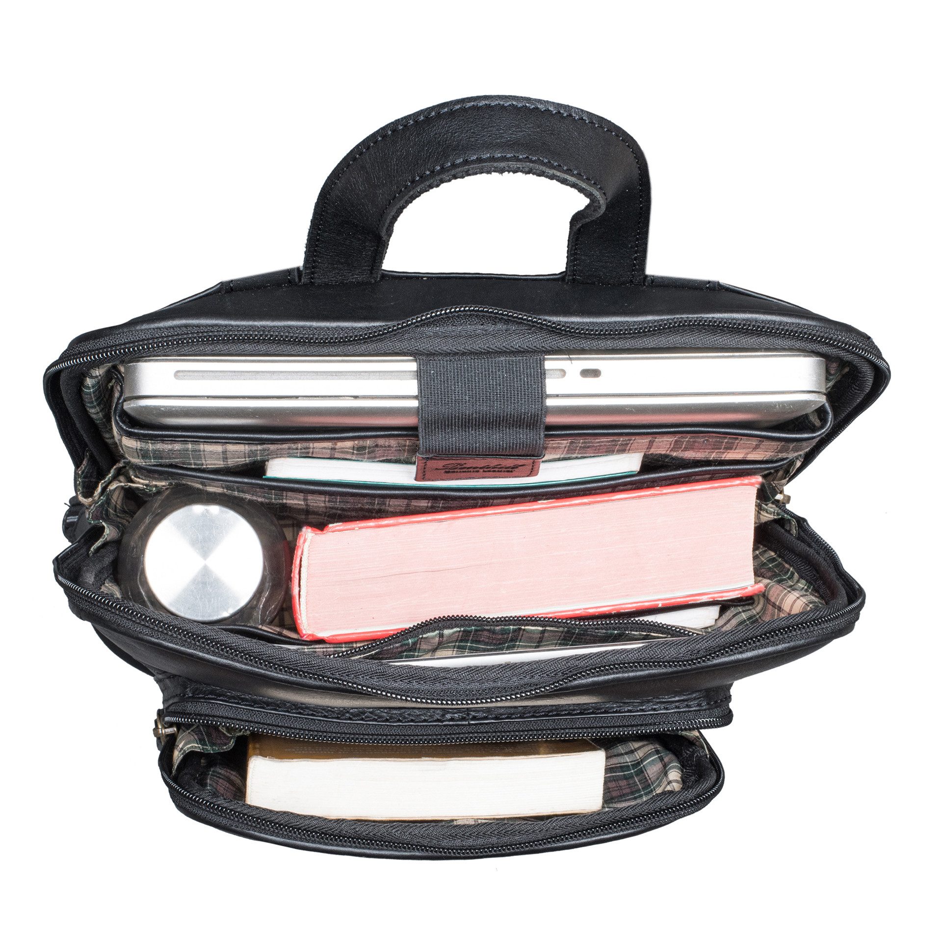 Benthill Rucksack Echt Leder Rucksack Damen Herren Backpack Schultertasche, Reißverschlussfach