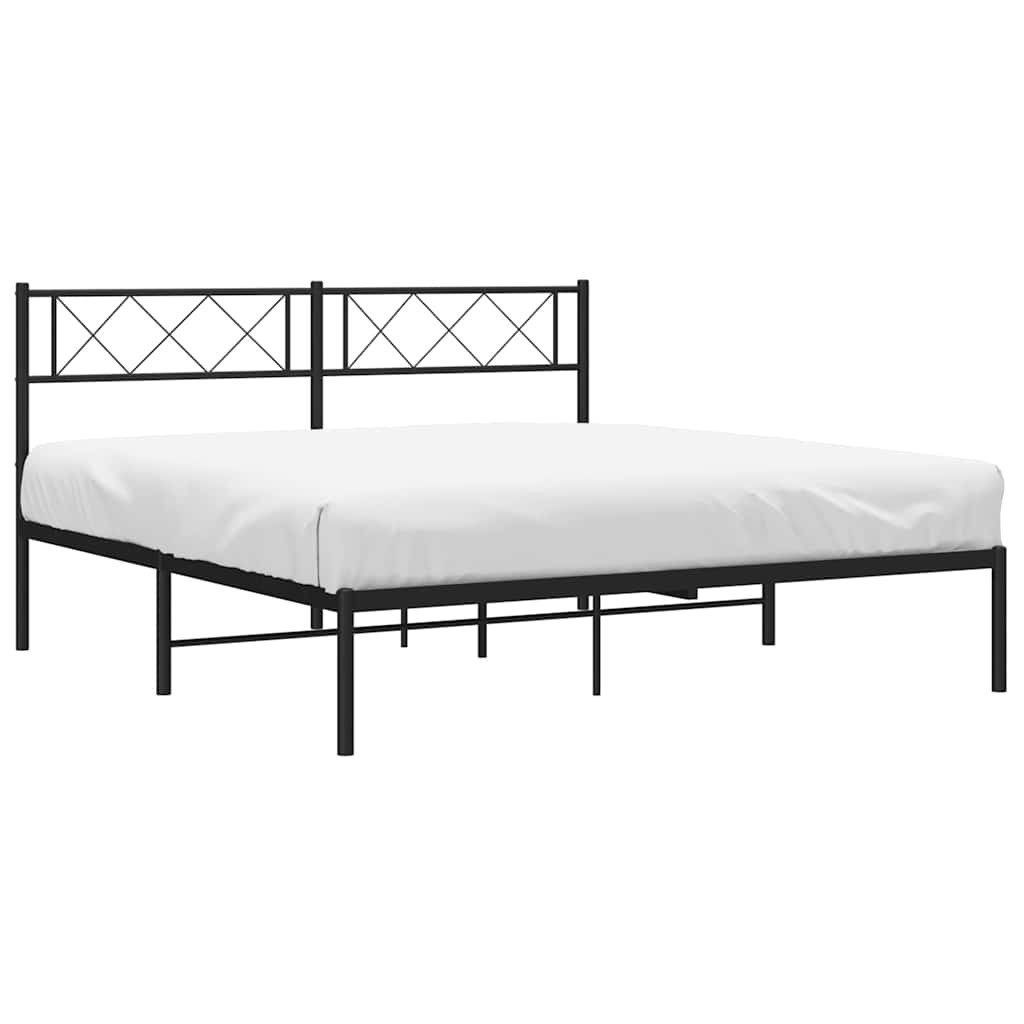 vidaXL Bett Bettgestell mit Kopfteil Metall Schwarz 150x200 cm