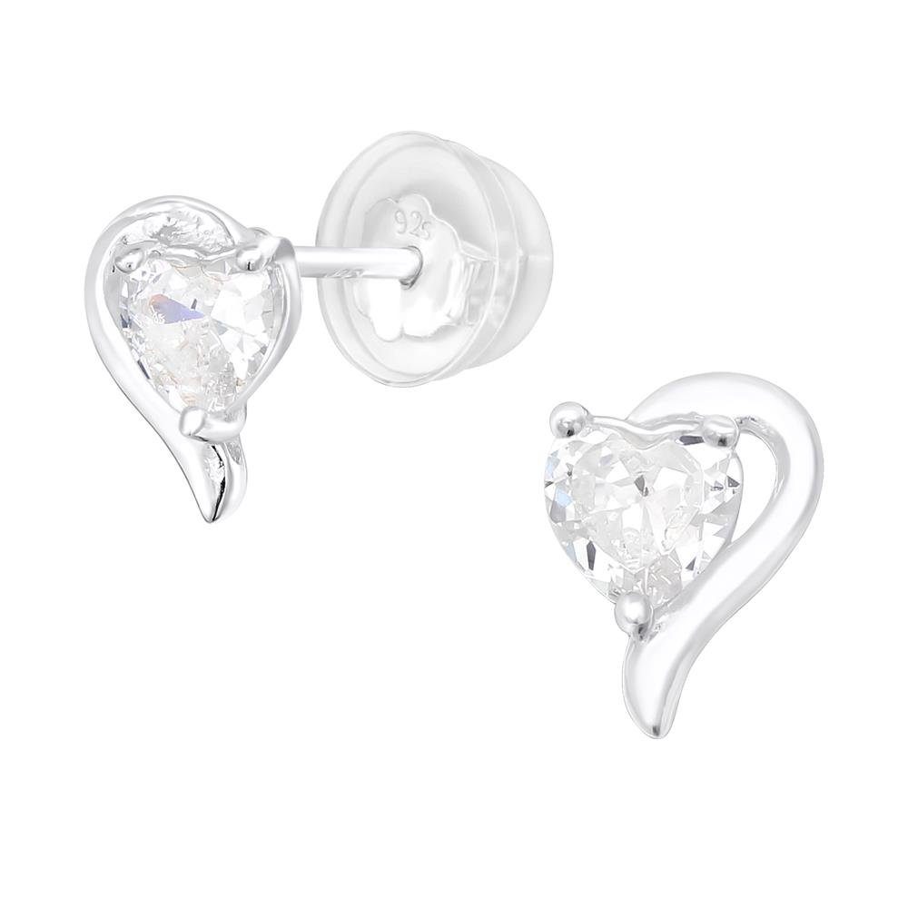 Ohrschmuck Paar .925 aus Silber BUNGSA (2 (1 Kristall-Herz Ohrring-Set Ohrringe Stück), Damen Ohrstecker 2-tlg),