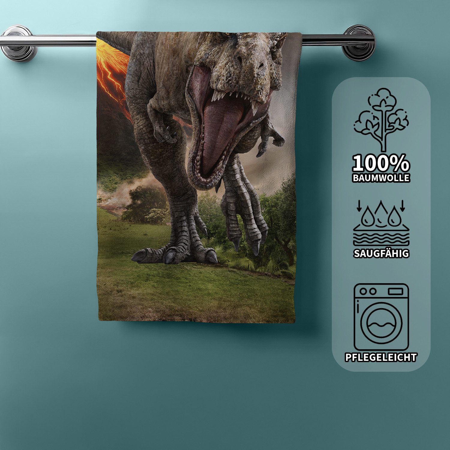 Jerry Fabrics Handtücher Jurassic World Duschtuch Badetuch Handtuch Strandtuch 70 x 140cm, (1 Duschtuch, 1-St)