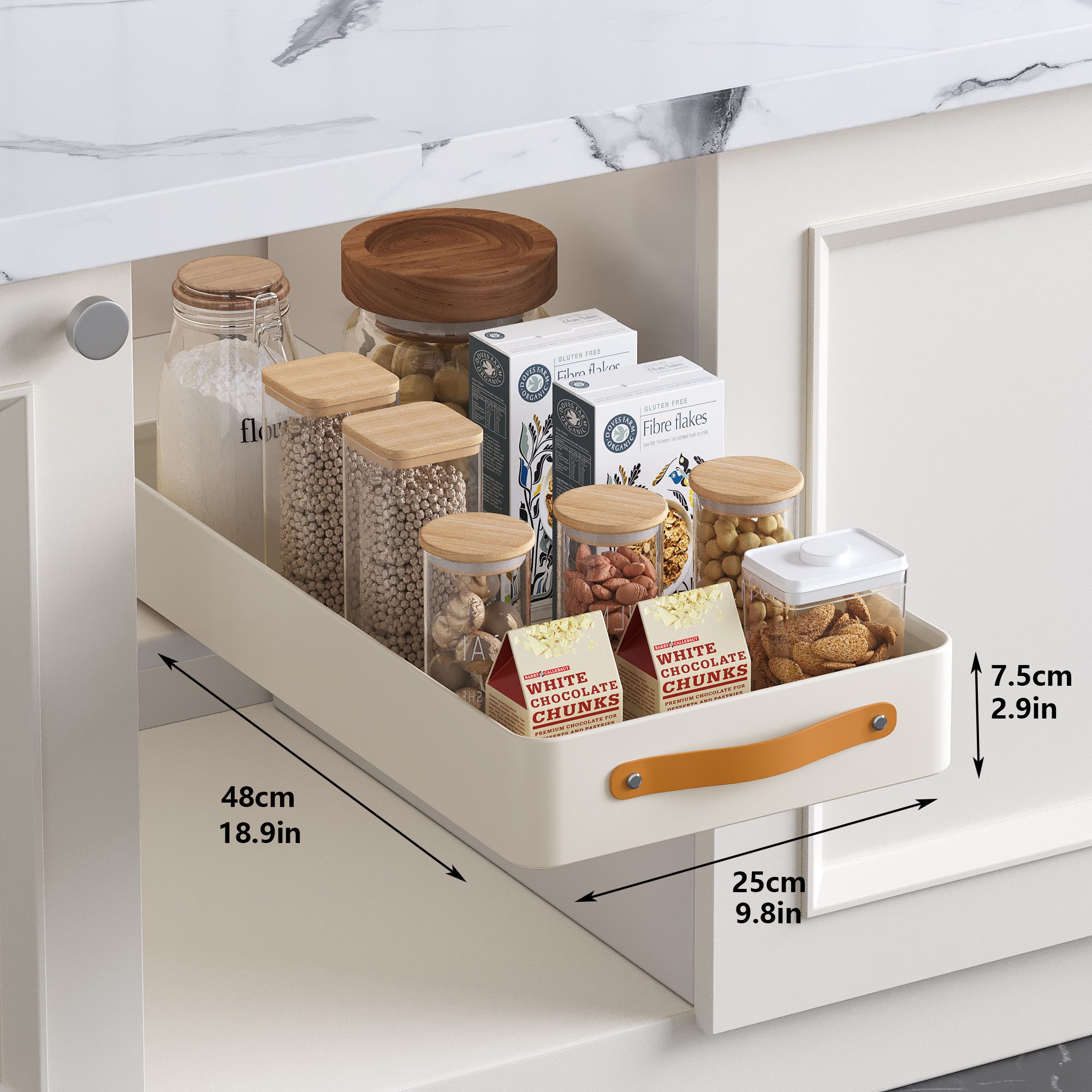 GarveeMore Küchenorganizer-Set Ausziehbarer UnterschrankOrganizer für unterden Waschbecken Ablagefach, 25/35/35/40*48*7.5CM Küche Badezimmer Ausziehbarer Schran – Bild 4 von 4