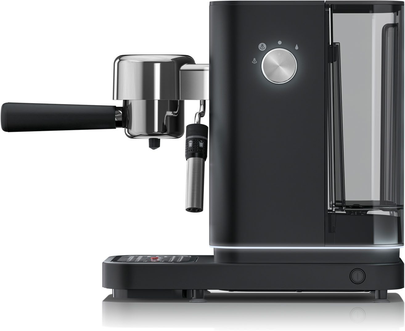WMF Espressomaschine Lumero Deep Black, kompakt, dezente LED-Beleuchtung, 15 bar, 1350 Watt, Milchschaumdüse schwarz