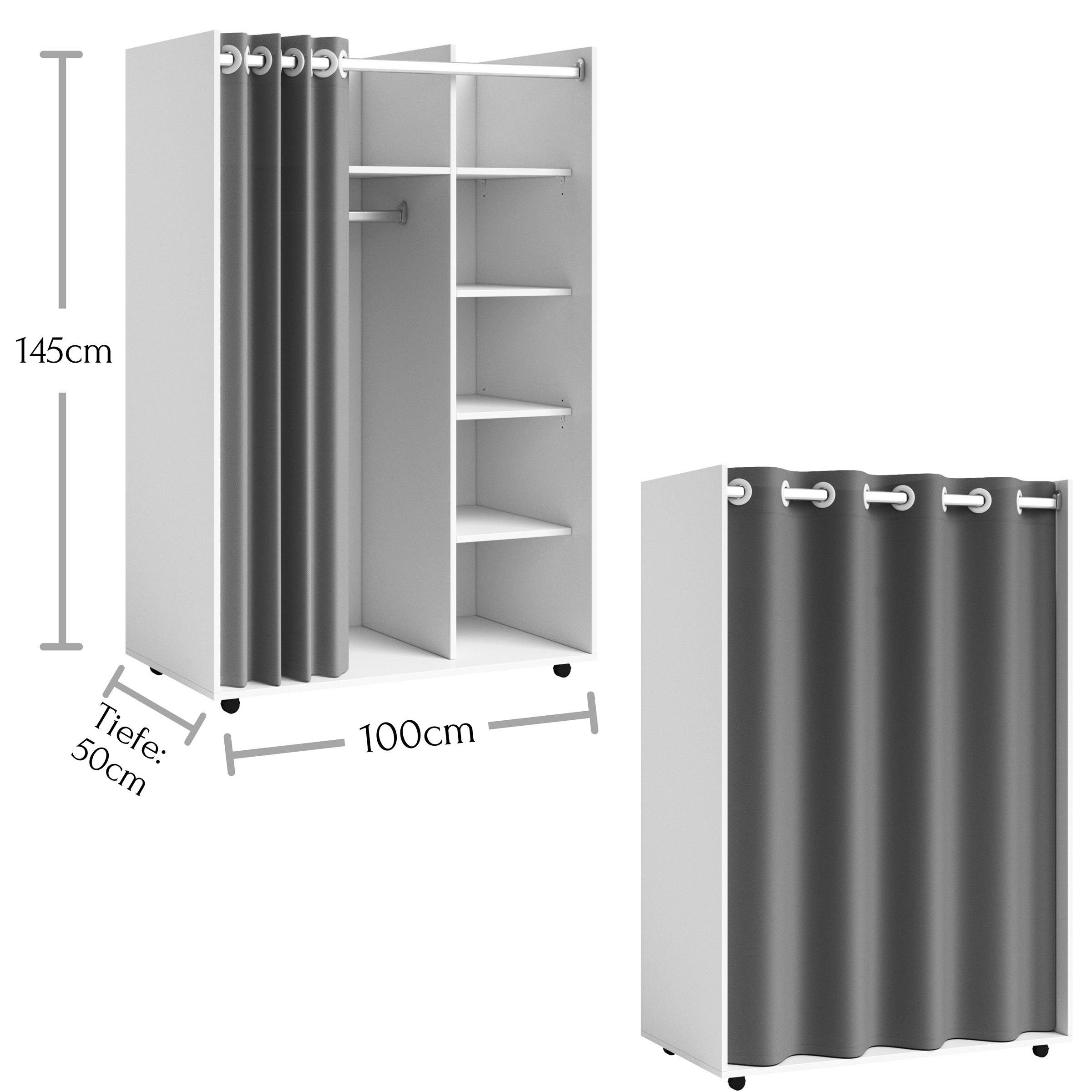 möbelando Kleiderschrank Jill 100 x 145 x 50 cm (B/H/T)