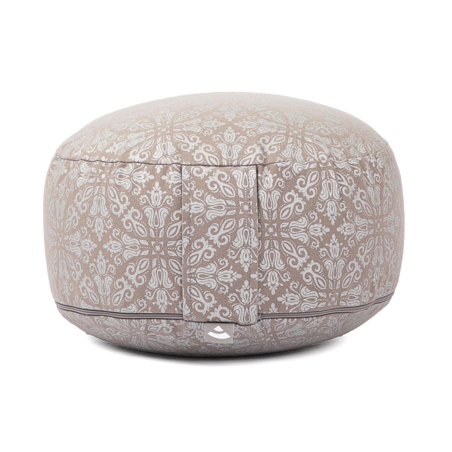bodhi Meditationskissen Meditationskissen RONDO, 32 x 20 cm Raja, taupe/silber, Kapok