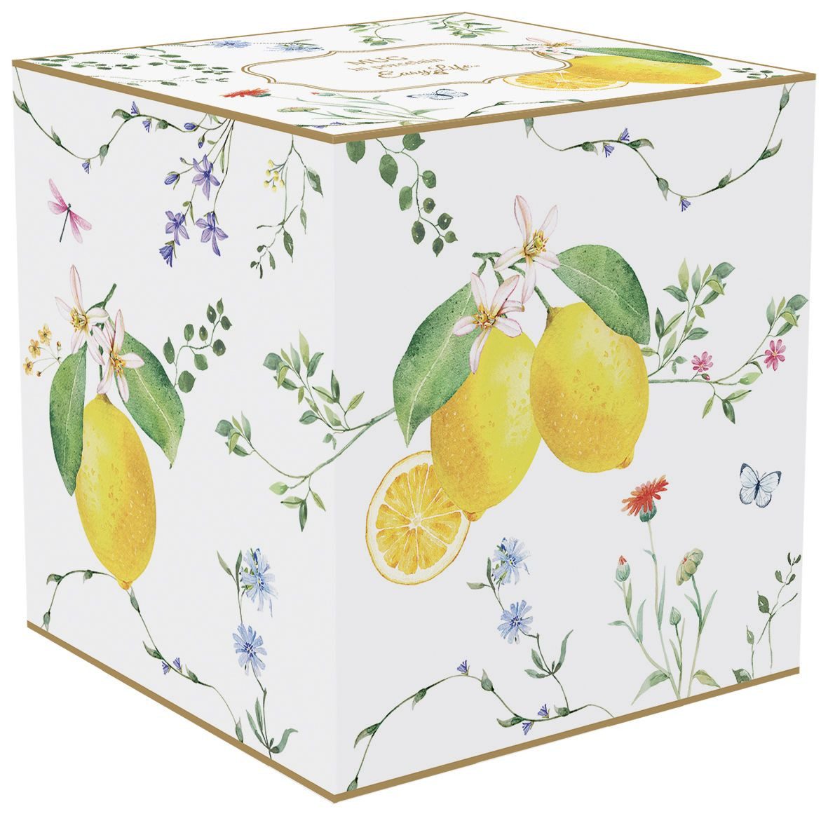 EasyLife Tasse Fleurs et Citrons, Porzellan, Spülmaschinengeeignet, Mehrfarbig, Zitronen, H: 9.5cm
