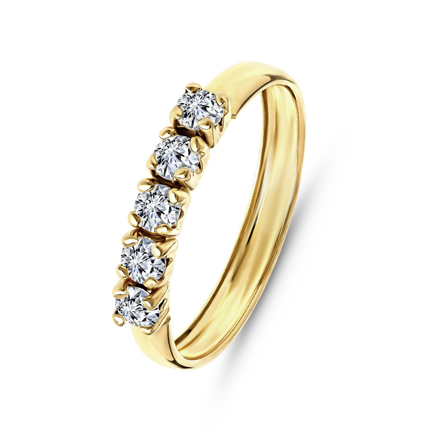 LUCARDI Fingerring Ring - 375 Gold - Gold - Zirkonia - Damen