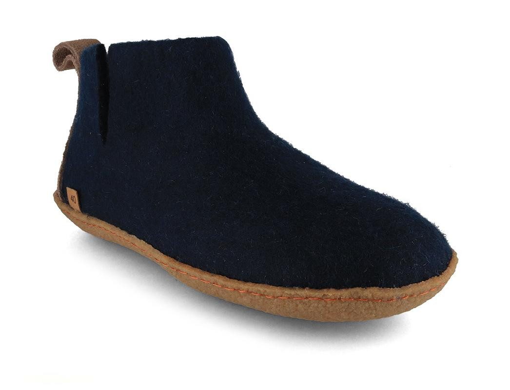 WoolFit Yeti Barfußhausschuhe mit Naturgummisohle Hausschuh mit Footprint Fußbett