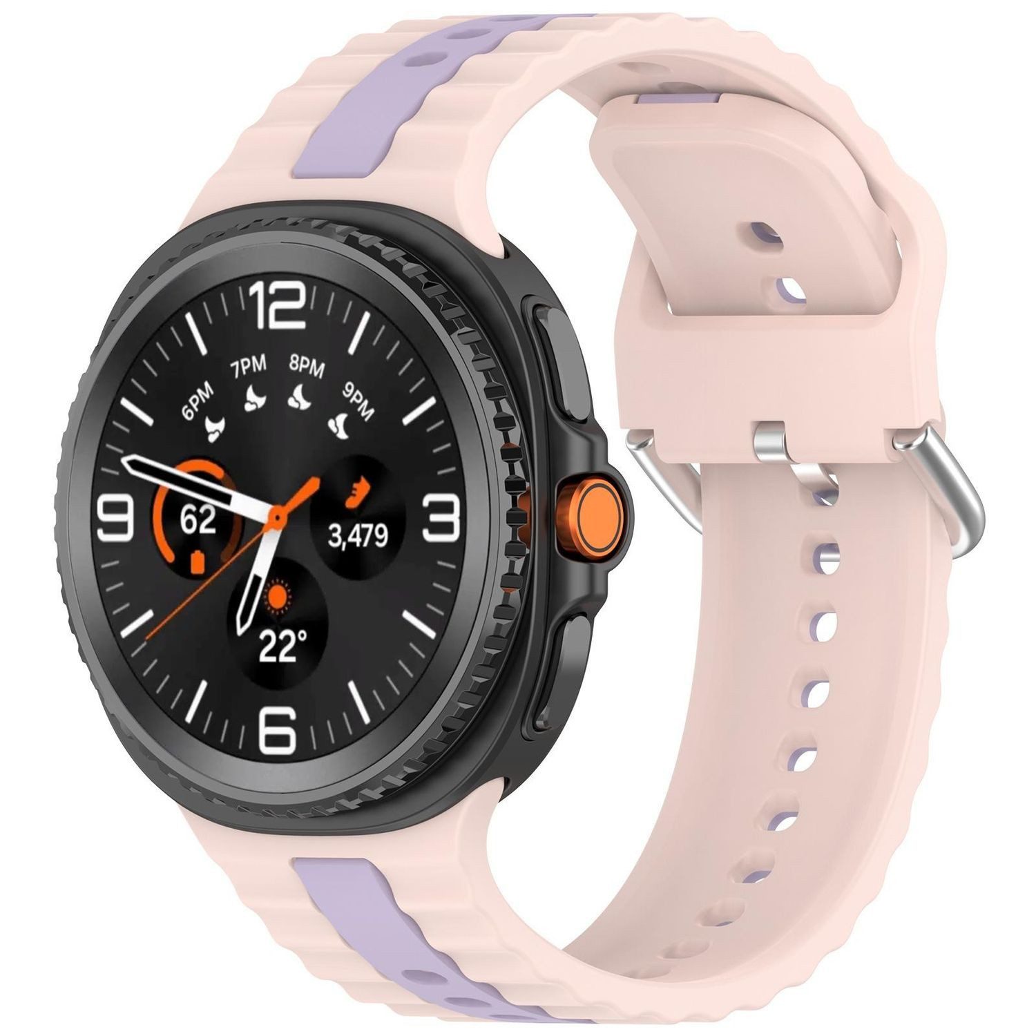 Wigento Smartwatch-Armband Silikon für Samsung Galaxy Watch 9 / 8 / 8 Classic Two Color Design, Zweifarbiges Silikon Armband mit vertikalem Design