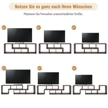 OKWISH TV-Schrank Lowboard (Bücherregal, TV-Ständer) verstellbar mit LED-Beleuchtung