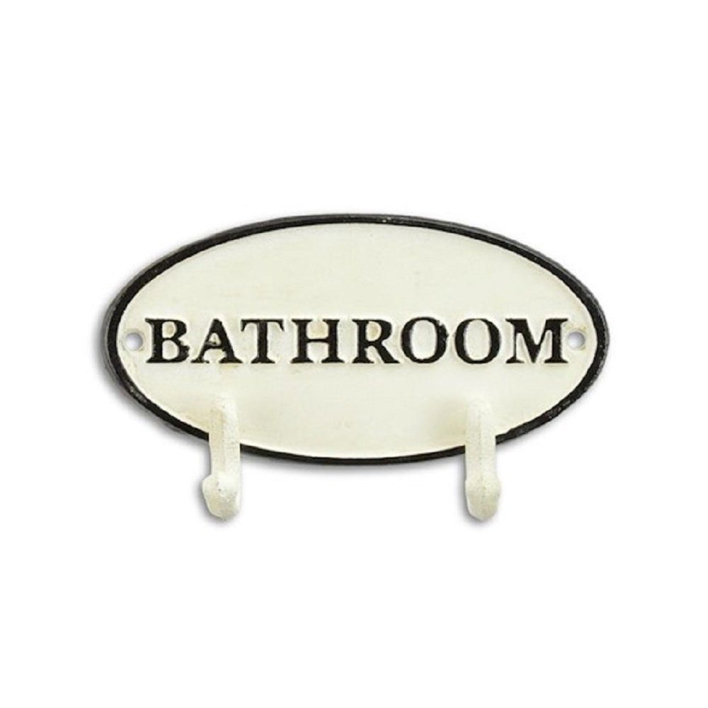 Linoows Hakenleiste Wandhakenleiste "Bathroom" Bad Wandhaken, Haken, Hakenleiste, Haken aus Gusseisen, Anzahl der Haken 2