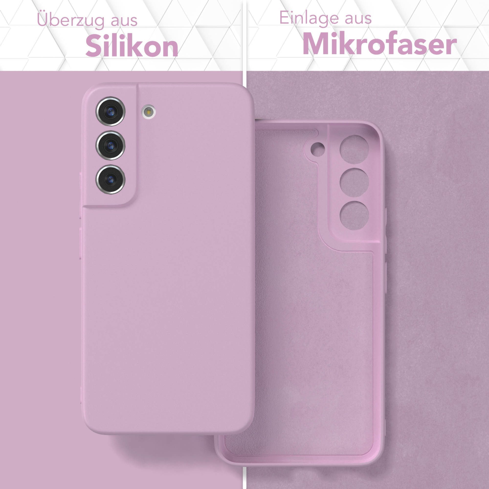 EAZY CASE Handyhülle für Samsung Galaxy S22 5G Hülle Silikon 6,1 Zoll, Hülle mit Kameraschutz handycover Soft Smart Slimcover Lila / Flieder
