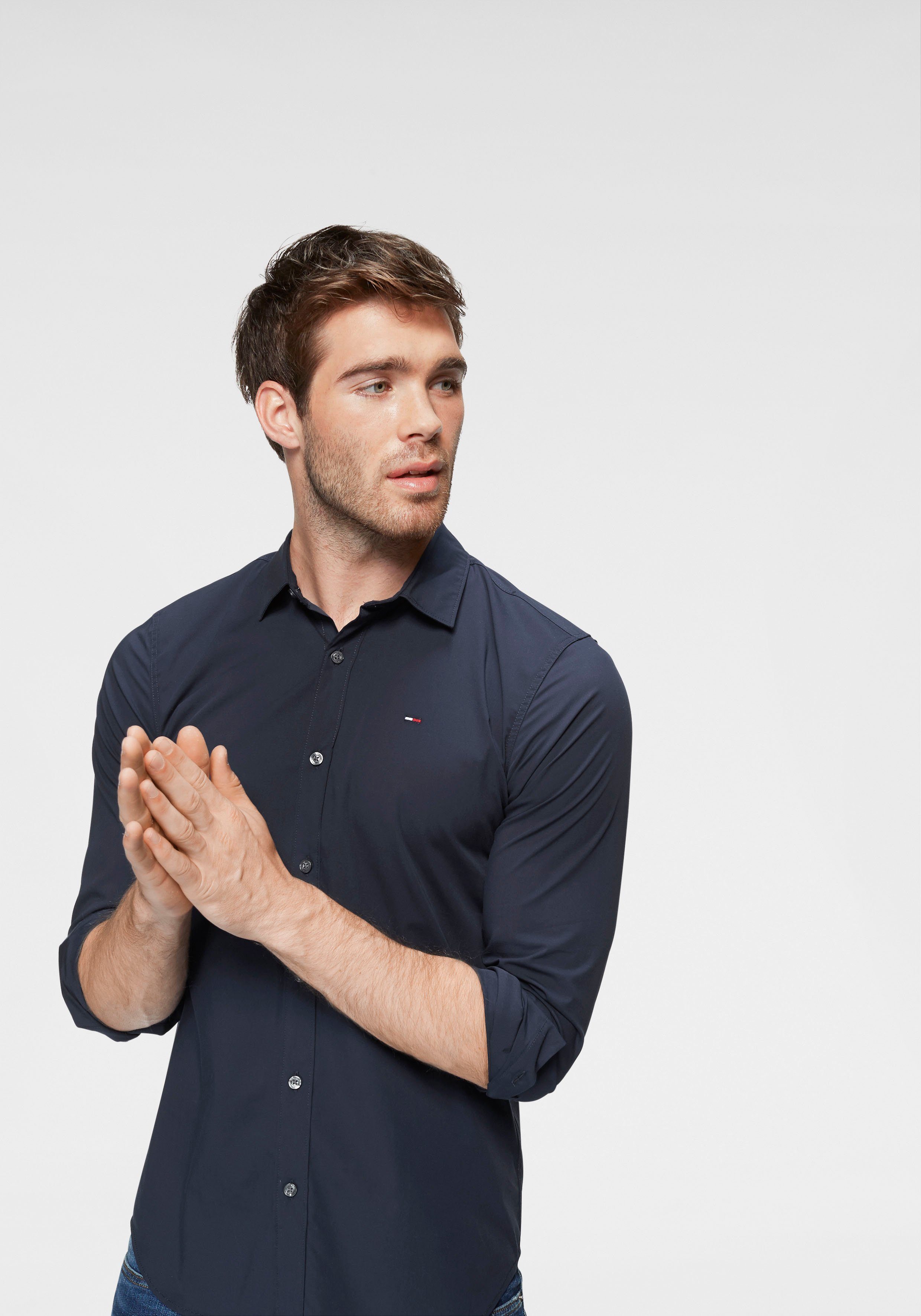 Tommy Jeans Langarmhemd Sabim Stretch Shirt Stretch Hemd, Premium, Slim Fit, mit Elasthan