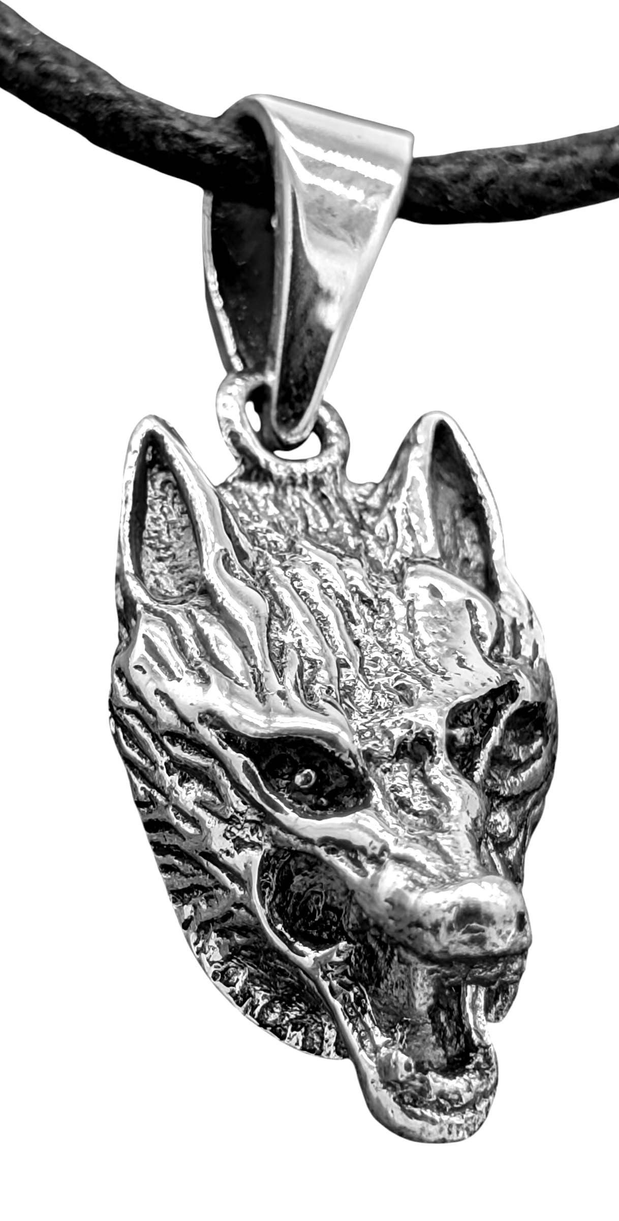 Kettenanhänger Wolf 925 Sterling Silber Anhänger Wolfskopf Wolfkopf Schädel Nr.7a