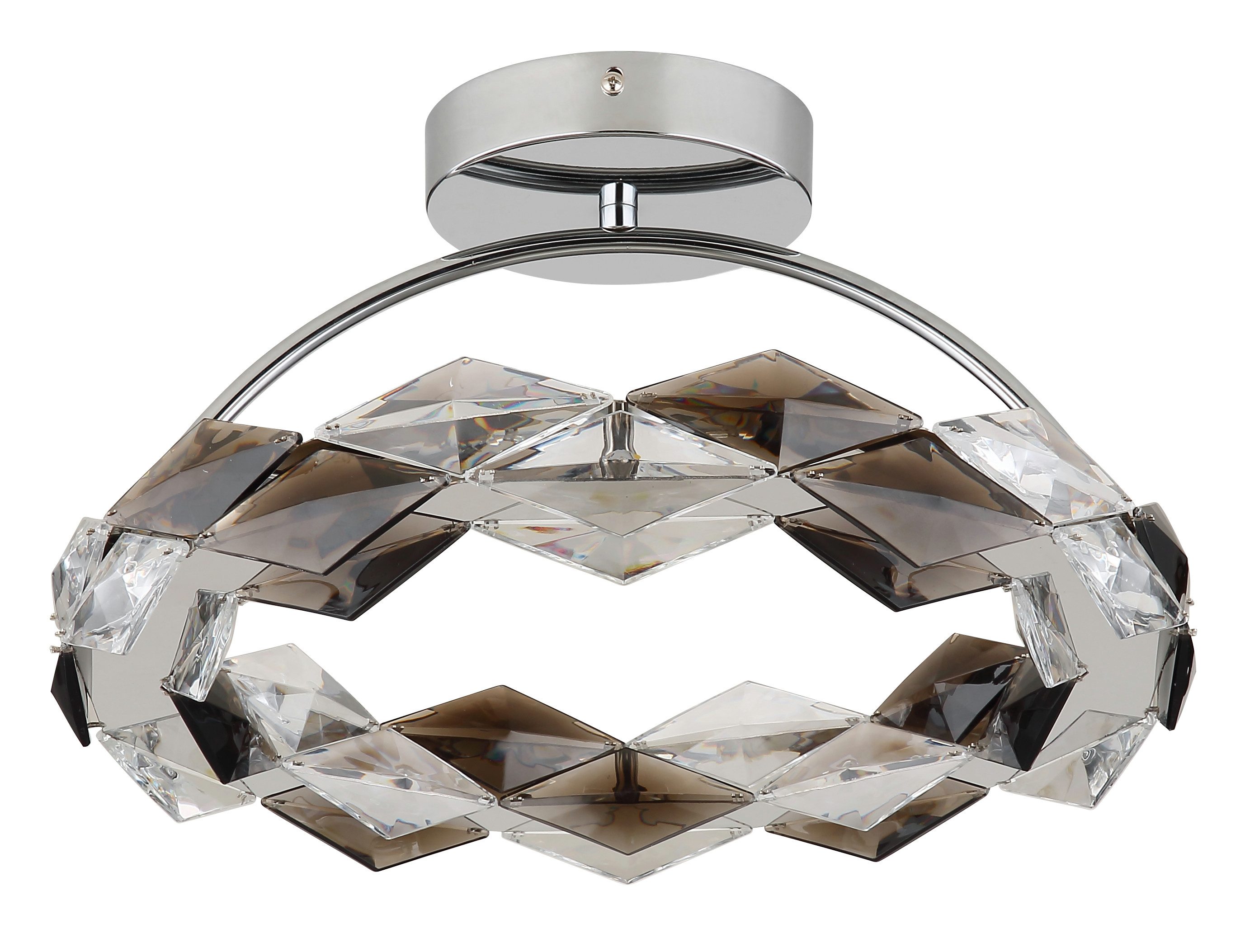 GLOBO LIGHTING LED Deckenleuchte KARILION, LED fest integriert, Tageslichtweiß, Deckenlampe/Acrylkristalle rauchfarben/ø: 370mm