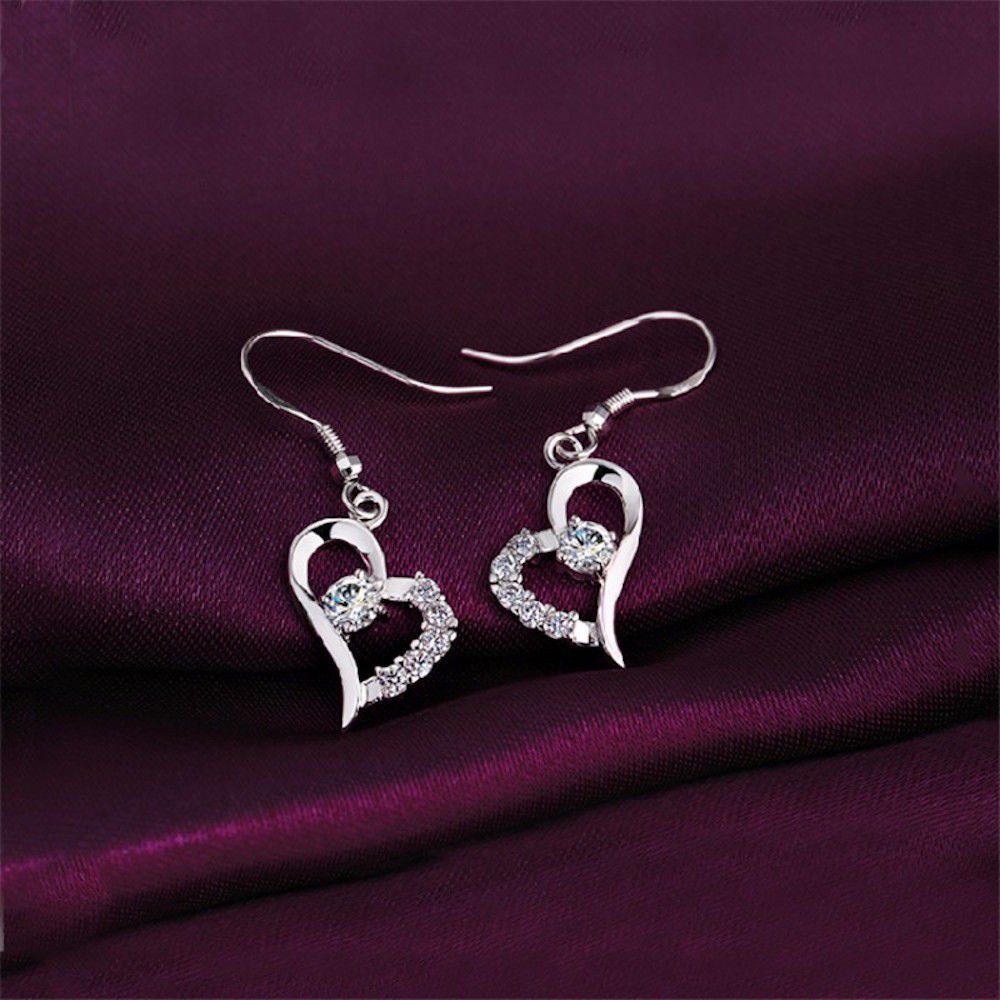 Kim Johanson Schmuckset Herz Silber (Set, 4-tlg), mit Halskette, Ohrringe und Armband