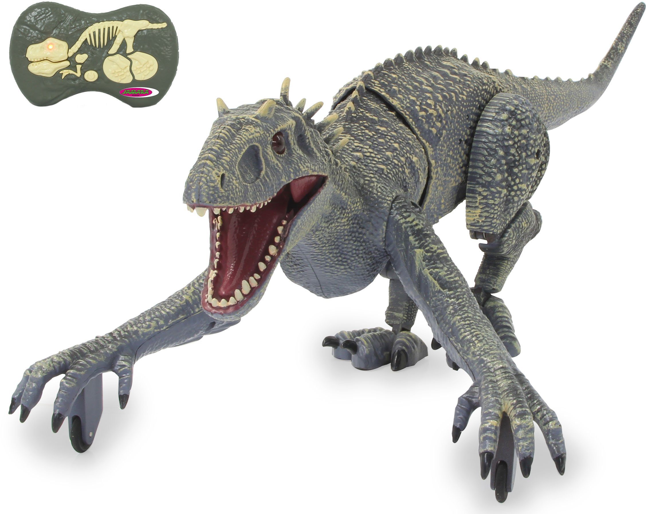 Jamara RC-Tier Dinosaurier Exoraptor, Li-Ion 3,7V, 2,4GHz, grau, mit Licht und Sound