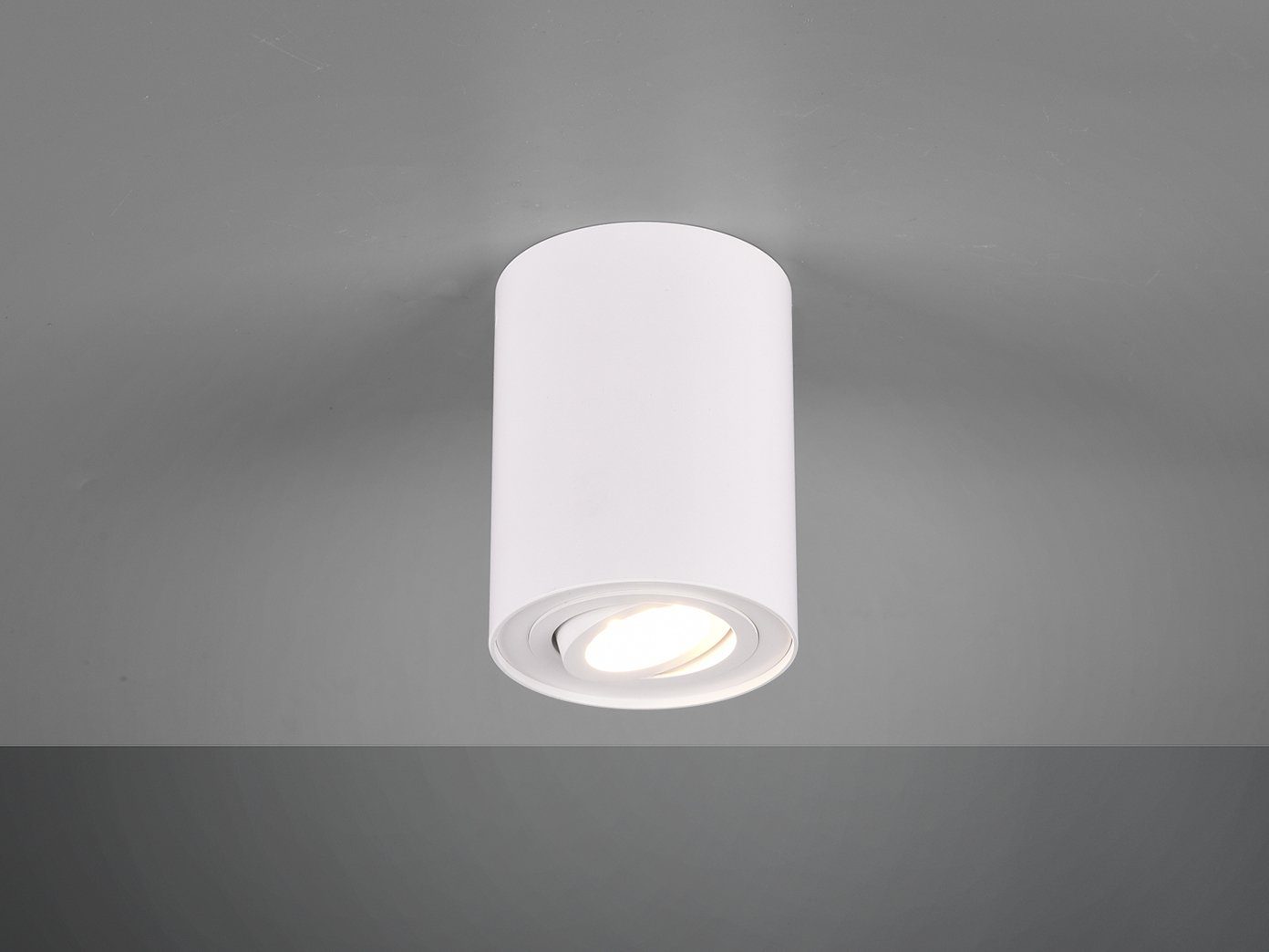 Aufbau-Spot Weiß Aufputz LED meineWunschleuchte Ø innen, wechselbar, Deckenstrahler, Strahler kleiner Dimmfunktion, Treppenhaus, LED Warmweiß, 9,6cm