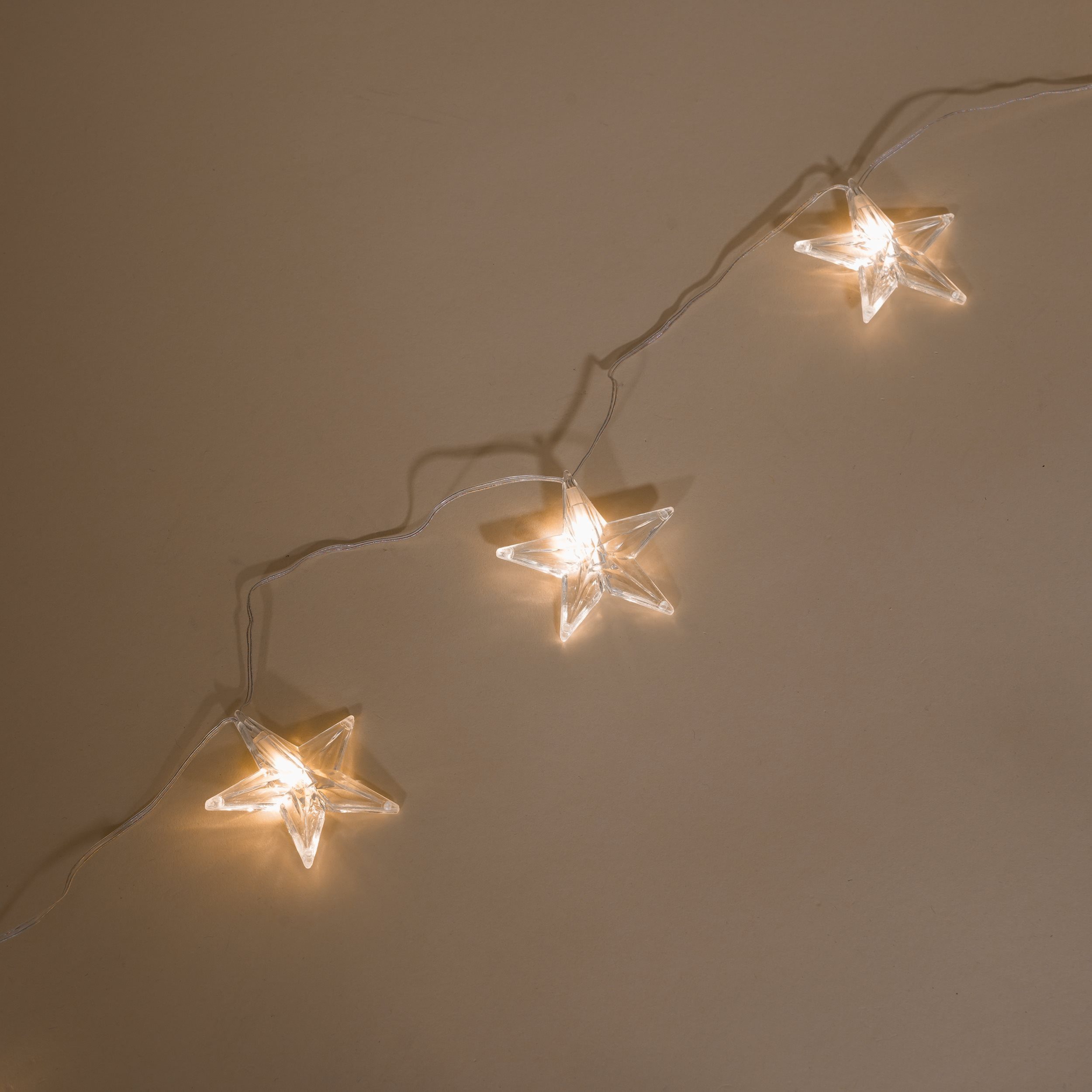 esotec LED-Lichterkette Solar LED-Kette, 30 Sternchen 2800K warmweiß Weihnachtsdeko 102578, Dauerlicht oder Blinklicht, 30 LED-Sterne D=6,5cm