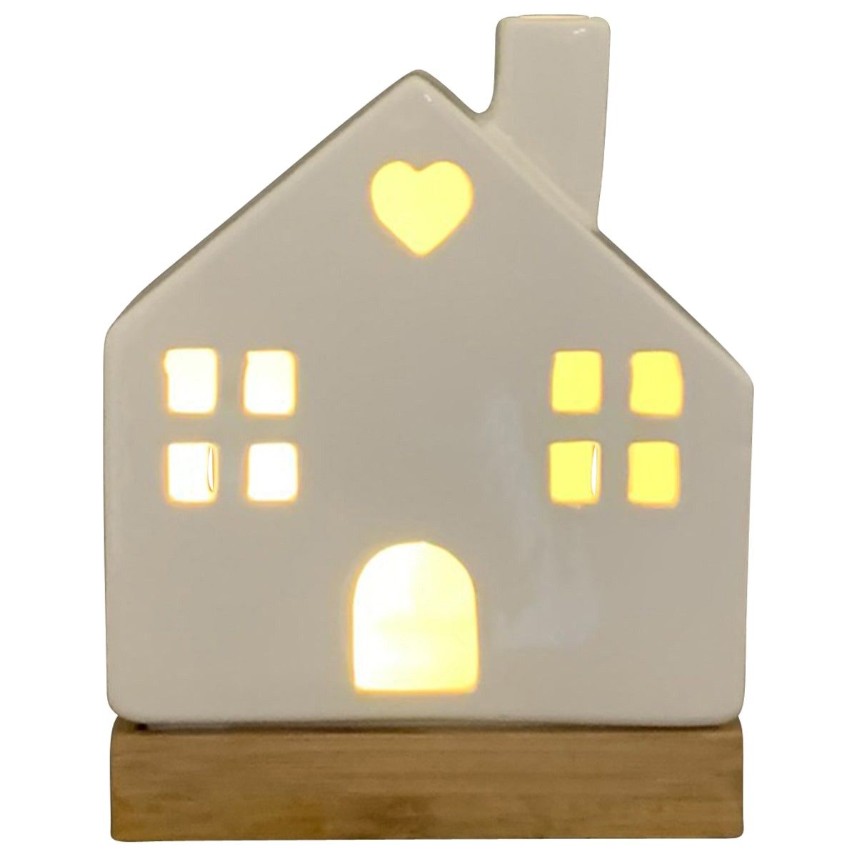 matches21 HOME & HOBBY Dekofigur Dekoobjekt LED Lichthaus, aus Porzellan Weiß, in 17,9 cm (1 St), Декоративные  фигурки mit LED Warmweiß Licht als Weihnachtsdeko