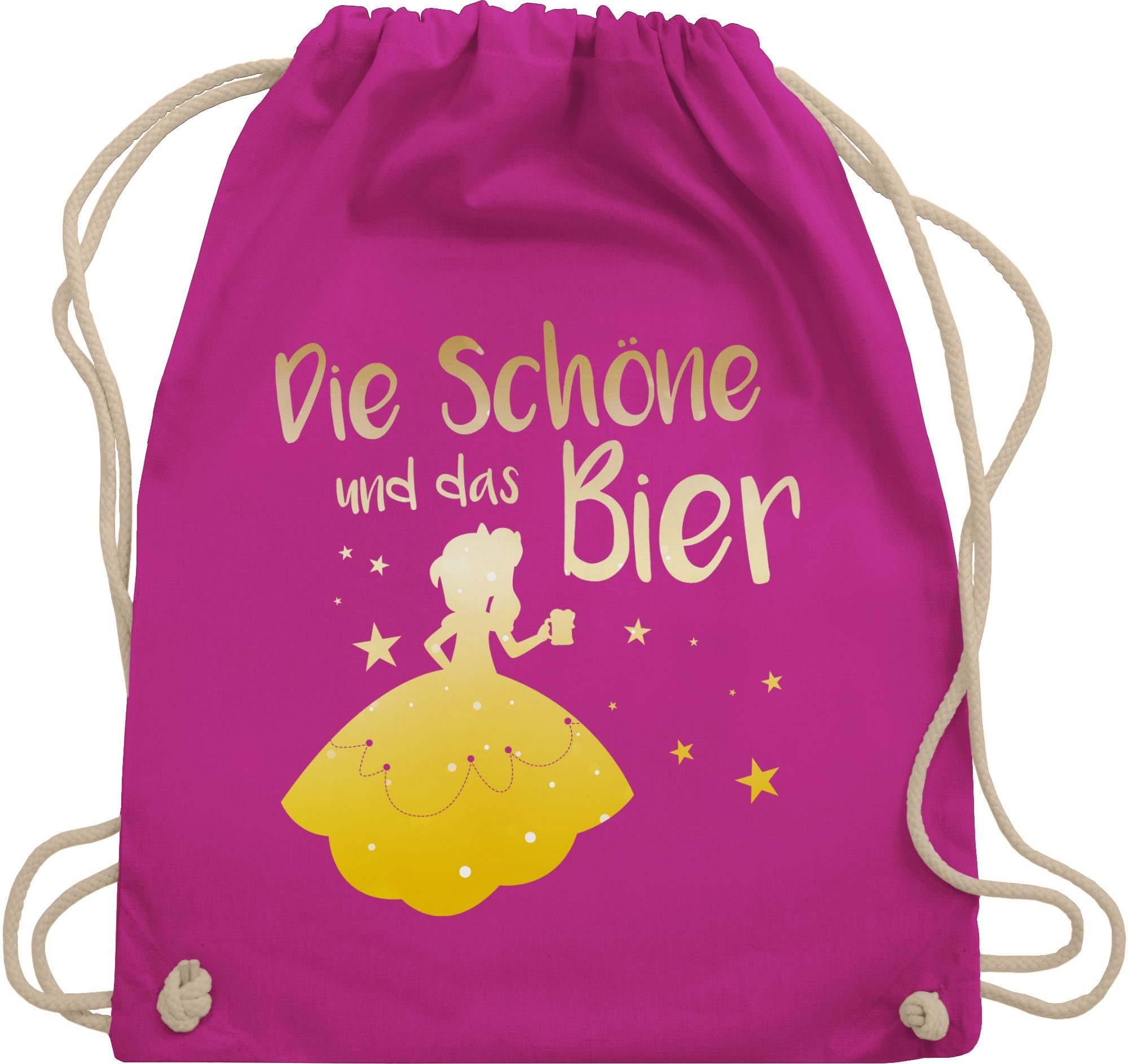 Shirtracer Turnbeutel Die Schöne und das Bier, JGA Junggesellenabschied Frauen 2 Fuchsia