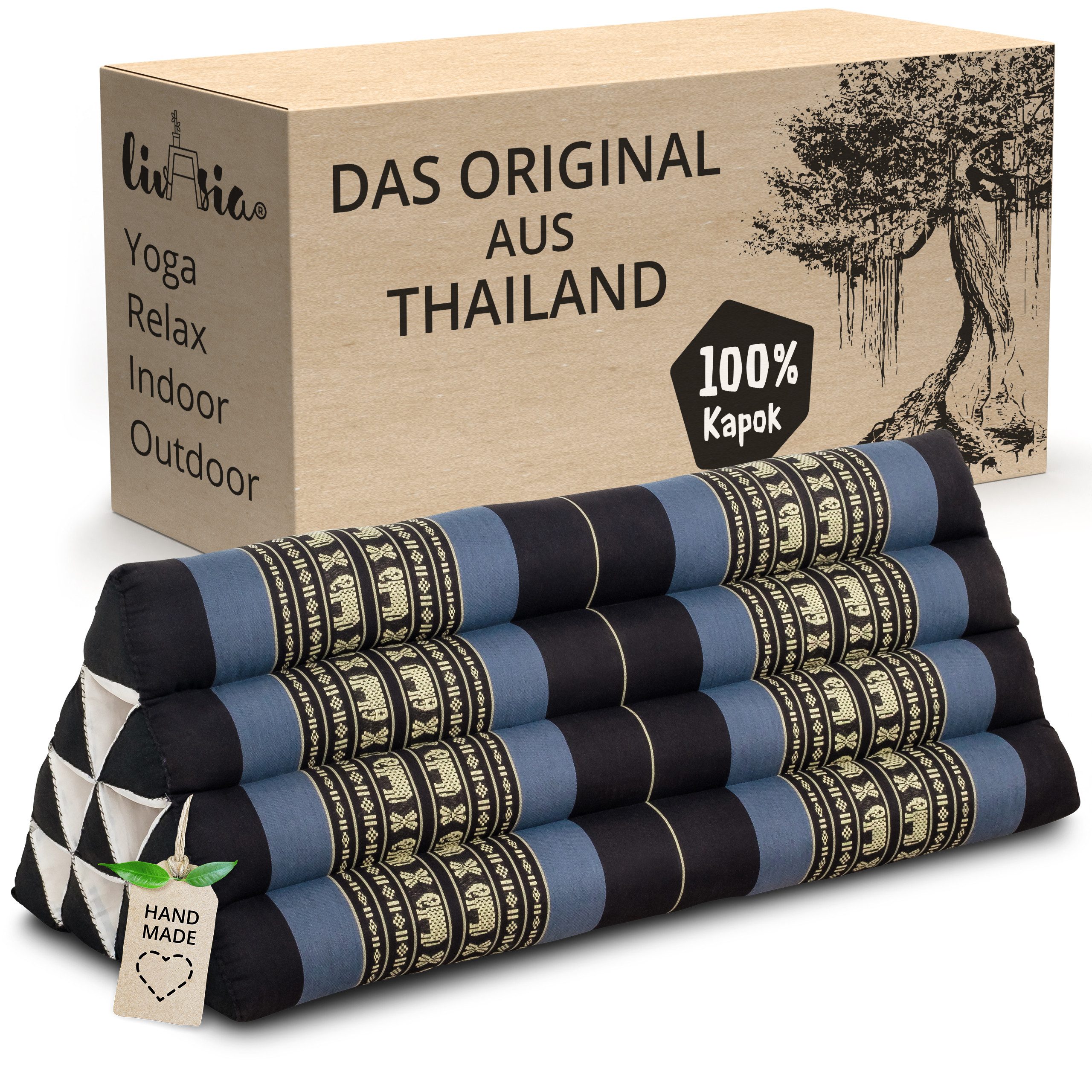 livasia Keilkissen Dreieckskissen 80 cm breit (Classic) - 33x80x30cm -, Kapok, vegan, handgefertigt