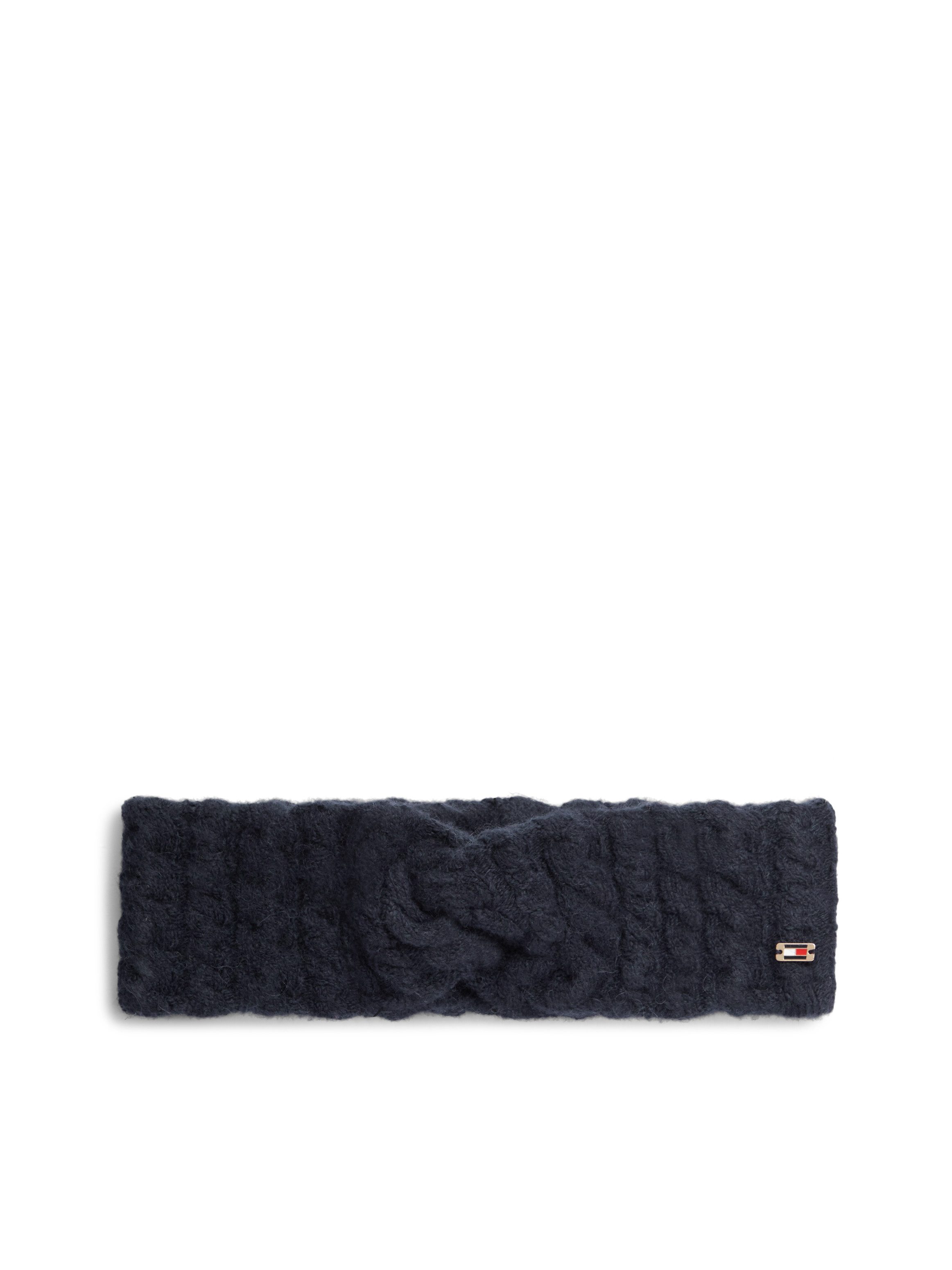 Tommy Hilfiger Stirnband ENAMEL FLAG CABLE mit Alpakawolle und Emaille-Flag