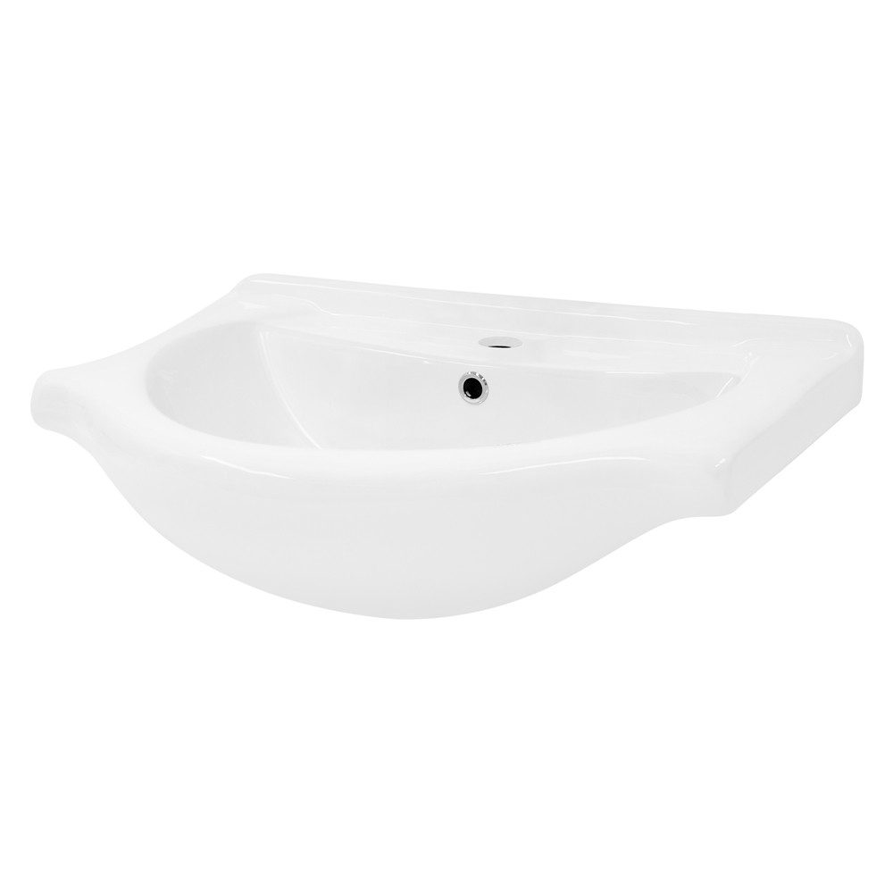 LuxeBath Waschbecken Waschtisch Aufsatzwaschbecken aus Keramik für Badezimmer / Gäste-WC, Aufsatzwaschtisch Handwaschbecken Oval 67,5x51,5x21,5 cm Weiß