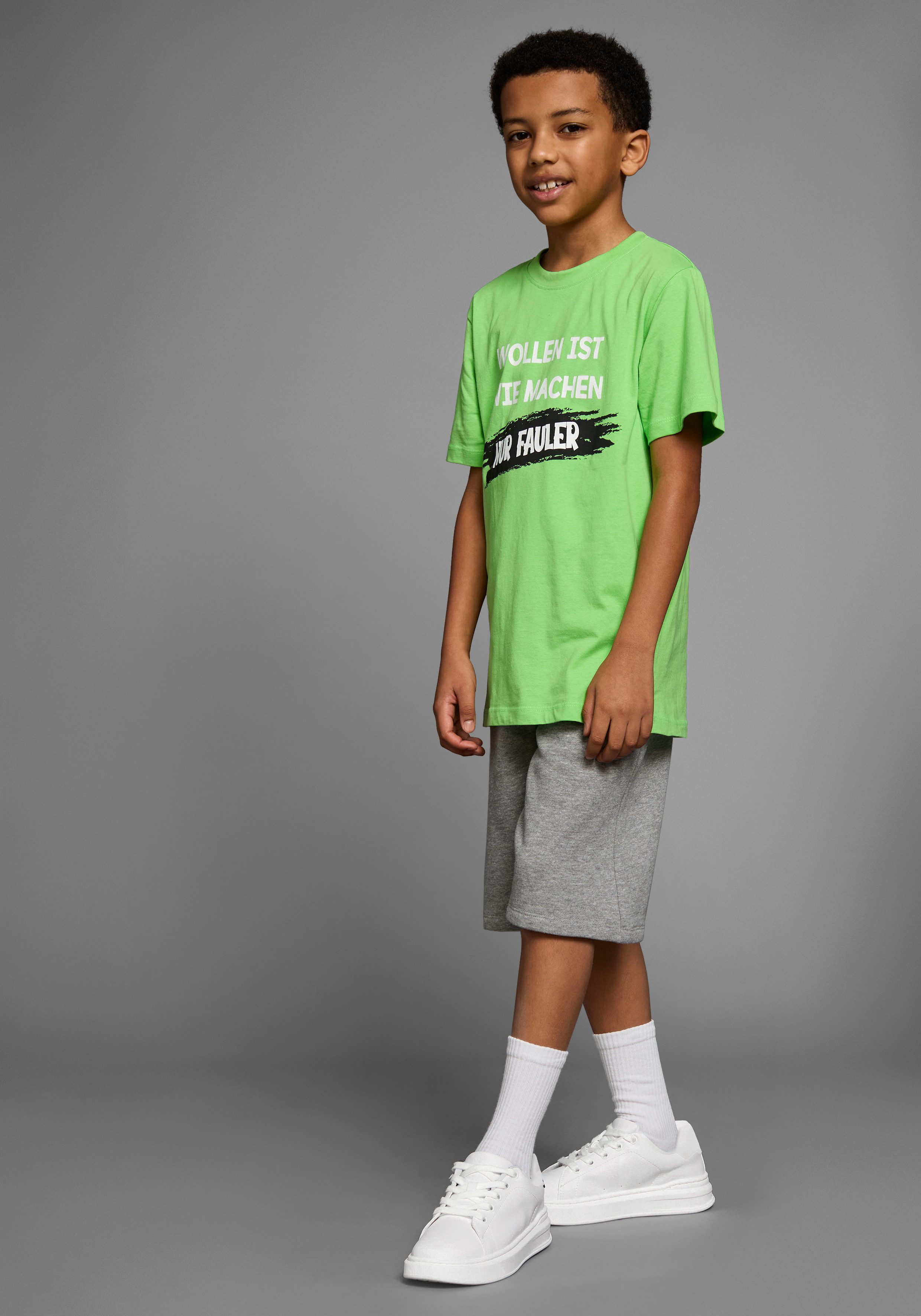 KIDSWORLD T-Shirt Mit Spruch: WOLLEN IST WIE MACHEN.... Kurzarm, Basic-Passform, bedruckt, Rundhalsausschnitt – Bild 4 von 5