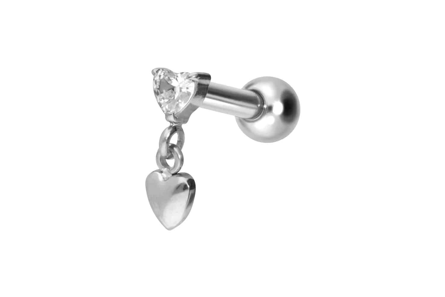 Piercing-Set Titan Ohrpiercing mit Innengewinde 2 HERZEN