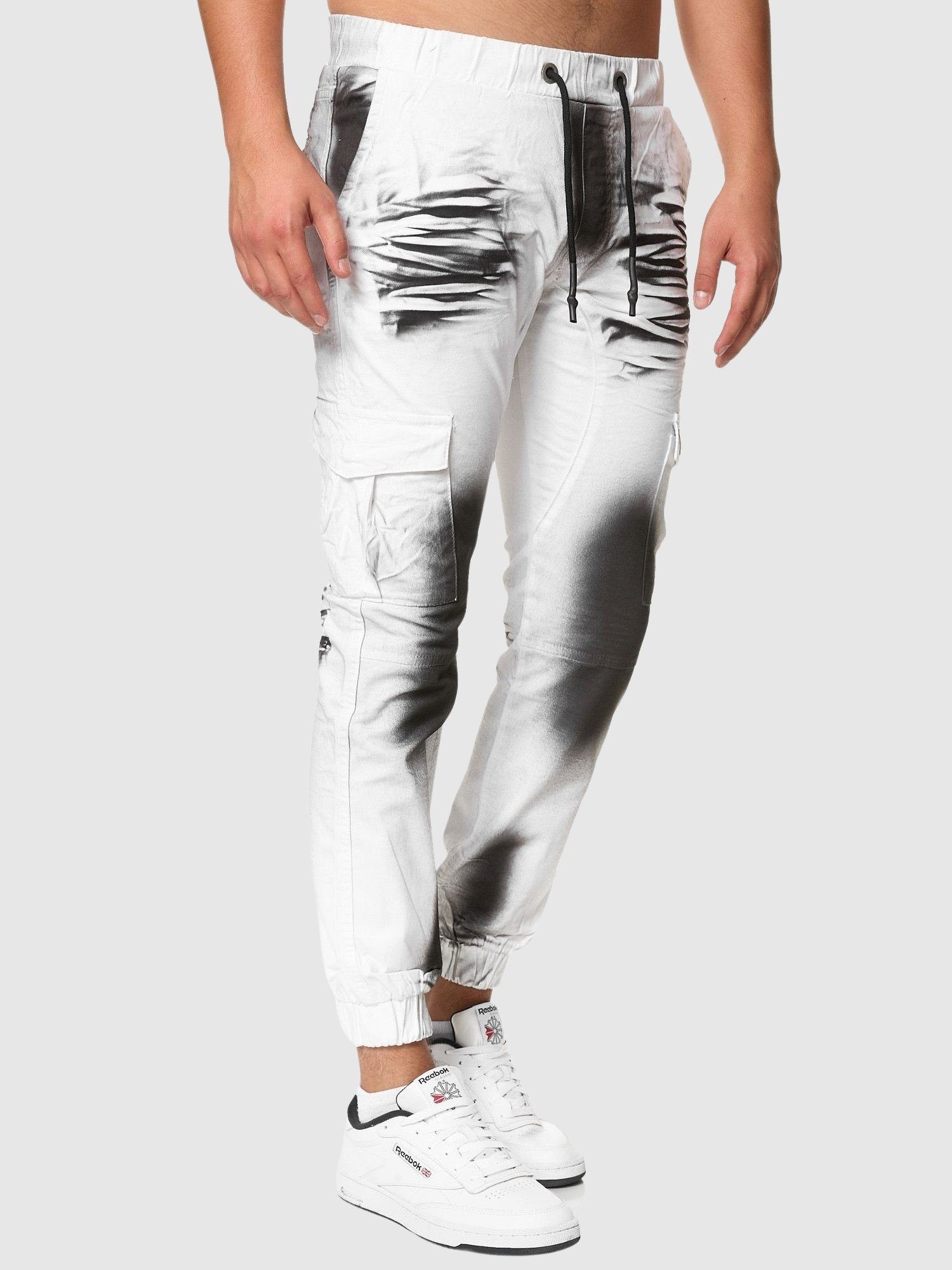 John Kayna Bequeme Männer Dirty Herren Herrenhose Cargo Chino Cargohose Jeans Streetwear, Freizeit Slim Stoff (Chino 1-tlg) Hose White Business Fit Casual Utility Jeans