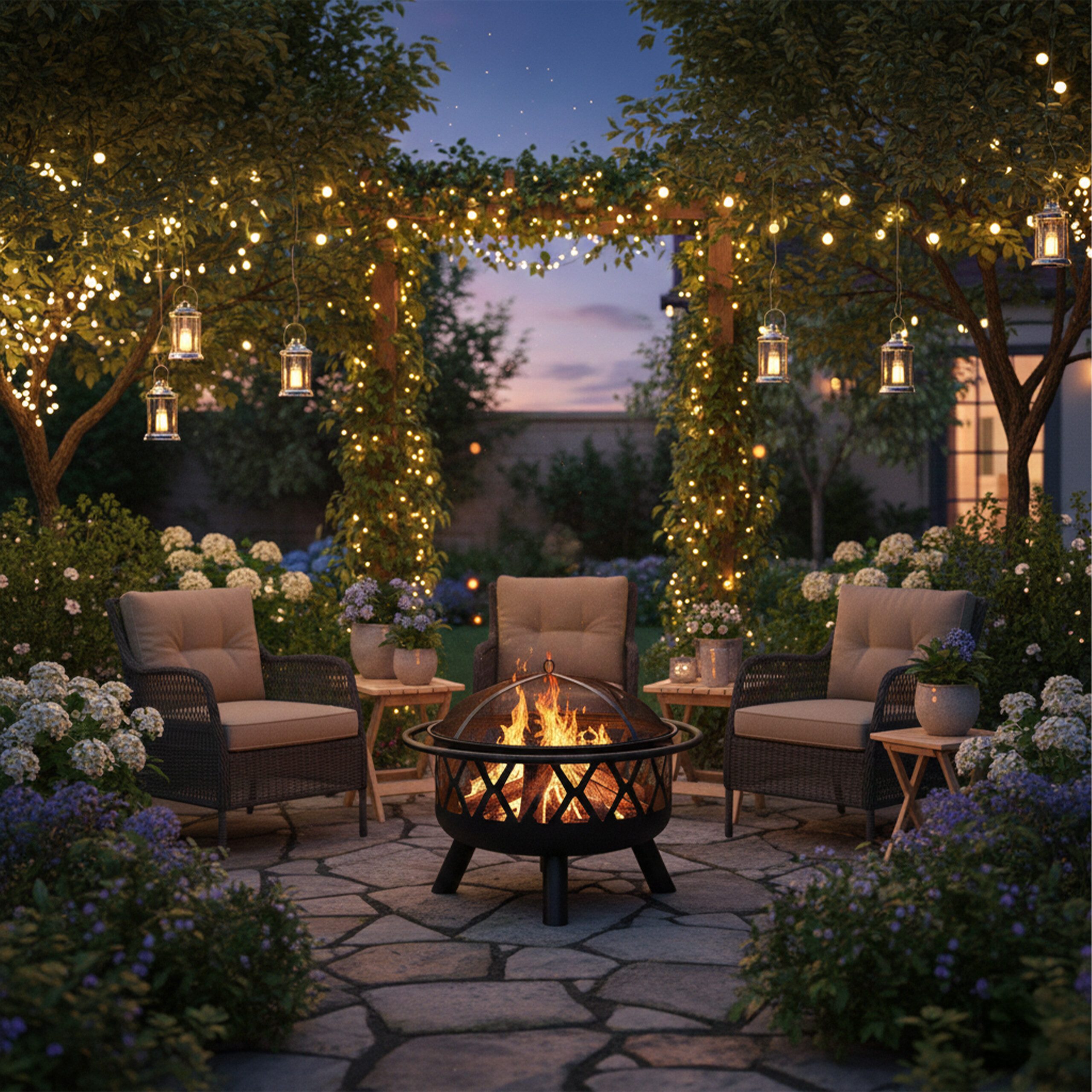 relaxdays Feuerschale mit Funkenschutz