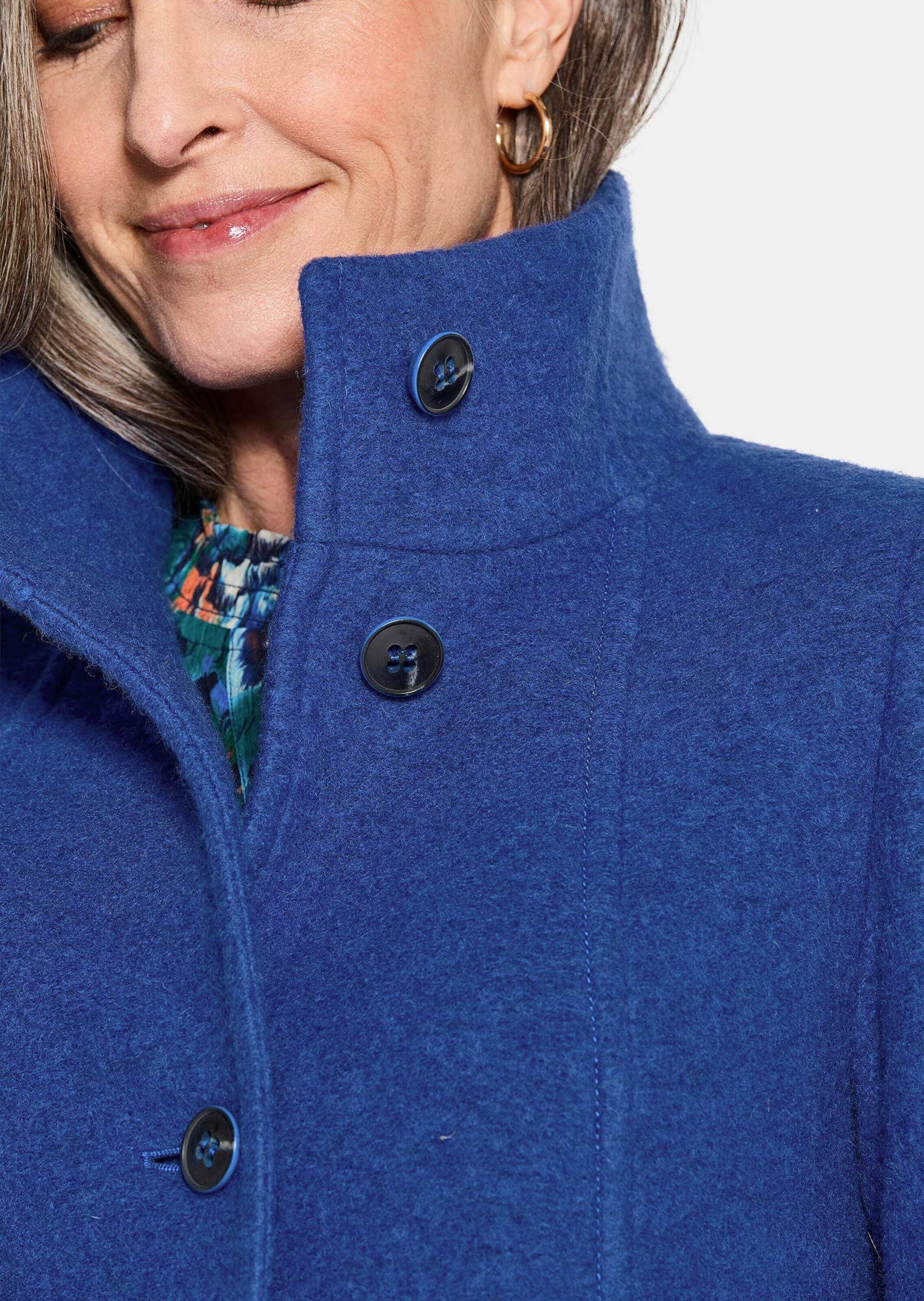 GOLDNER Wolljacke Elegante Kurzjacke mit Stehkragen Businessjacke mit Knopfverschluss, aufgesetzten Taschen und Langarm