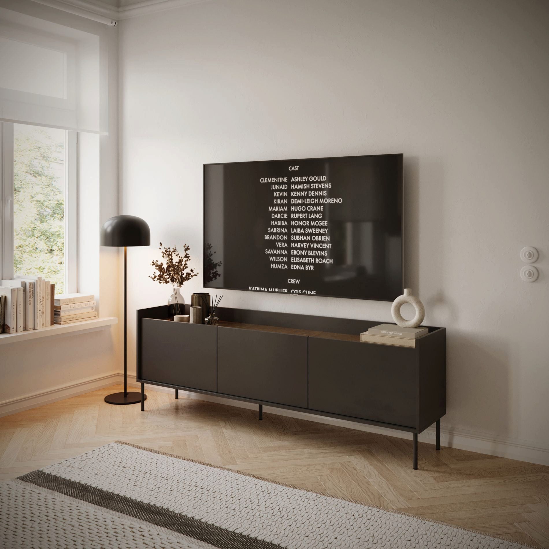 Selsey TV-Schrank TOVI Lowboard mit Stauraum und Metallfüßen, 175 / 140 cm breit
