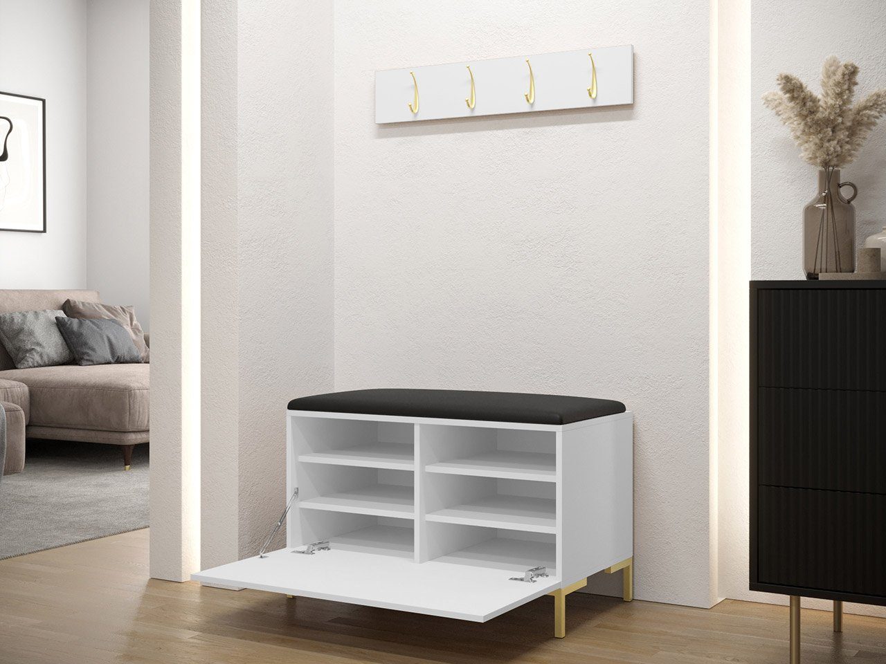 MIRJAN24 Garderoben-Set Zilion VIII, (Komplett-Set, Schuhschrank, Gepolstertes Paneel 84x42), Auswahl aus Fronten und Polsterplatten