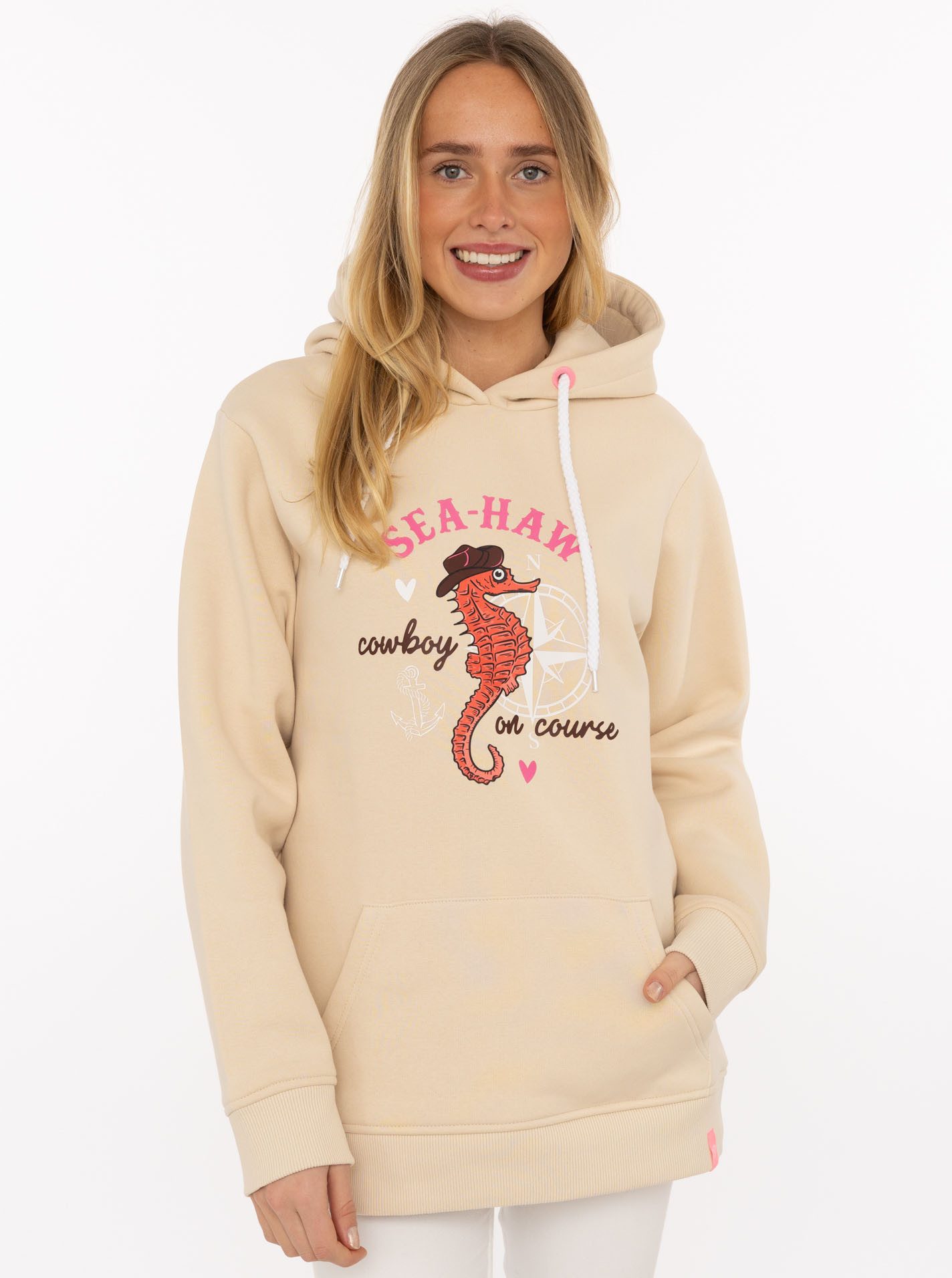 Zwillingsherz Hoodie "Seepferdchen Cowbody" mit Stickerei, Kapuze, Fronttas günstig online kaufen