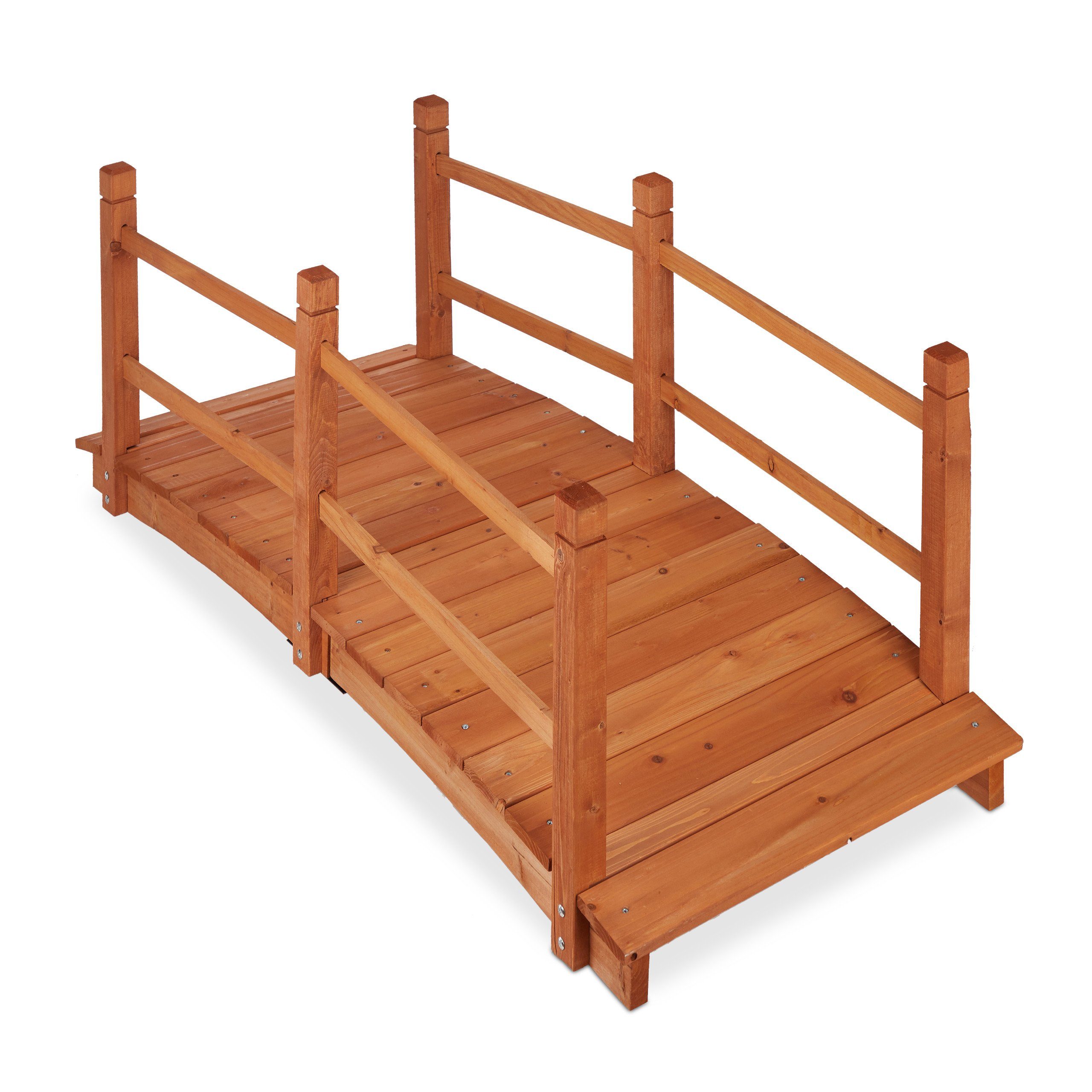 relaxdays Zierbrücke Holz Teichbrücke mit Geländer günstig online kaufen