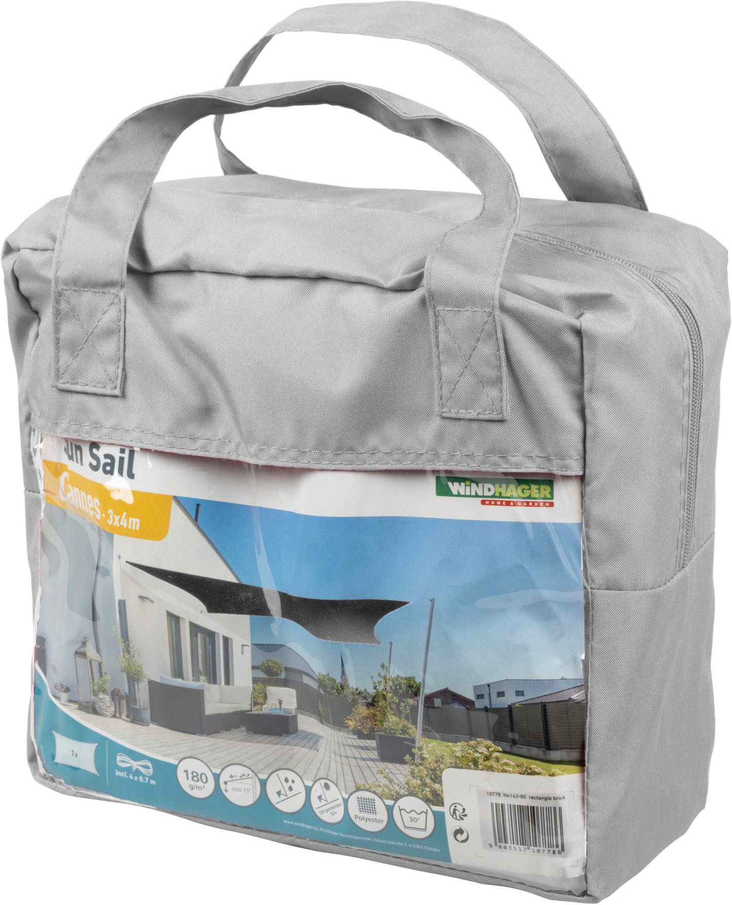 Windhager Sonnensegel Cannes, Rechteckiges Segel zur Beschattung von Terrasse, Balkon, (1-tlg), Sonnenschutz 3 x 4 m, erhältlich in anthrazit, grau, taupe oder weiß