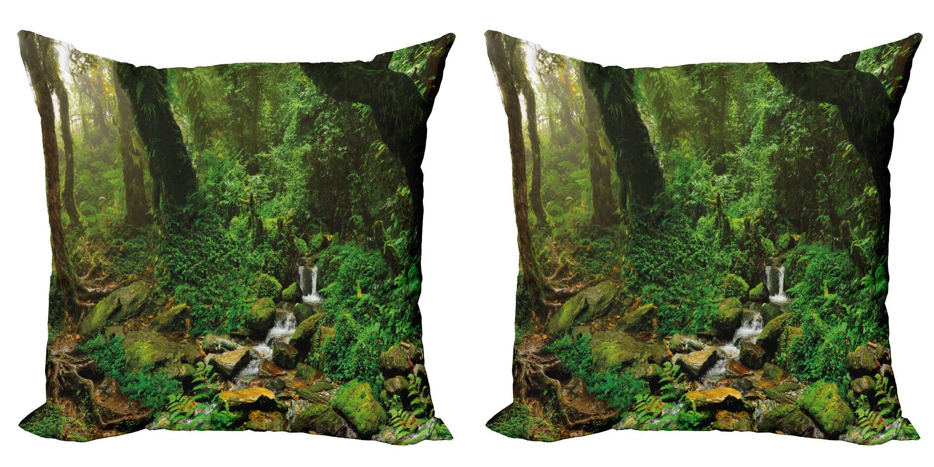 Kissenbezüge Modern Accent Doppelseitiger Digitaldruck, Abakuhaus (2 Stück), Natur Regenwald Bäume Nepal