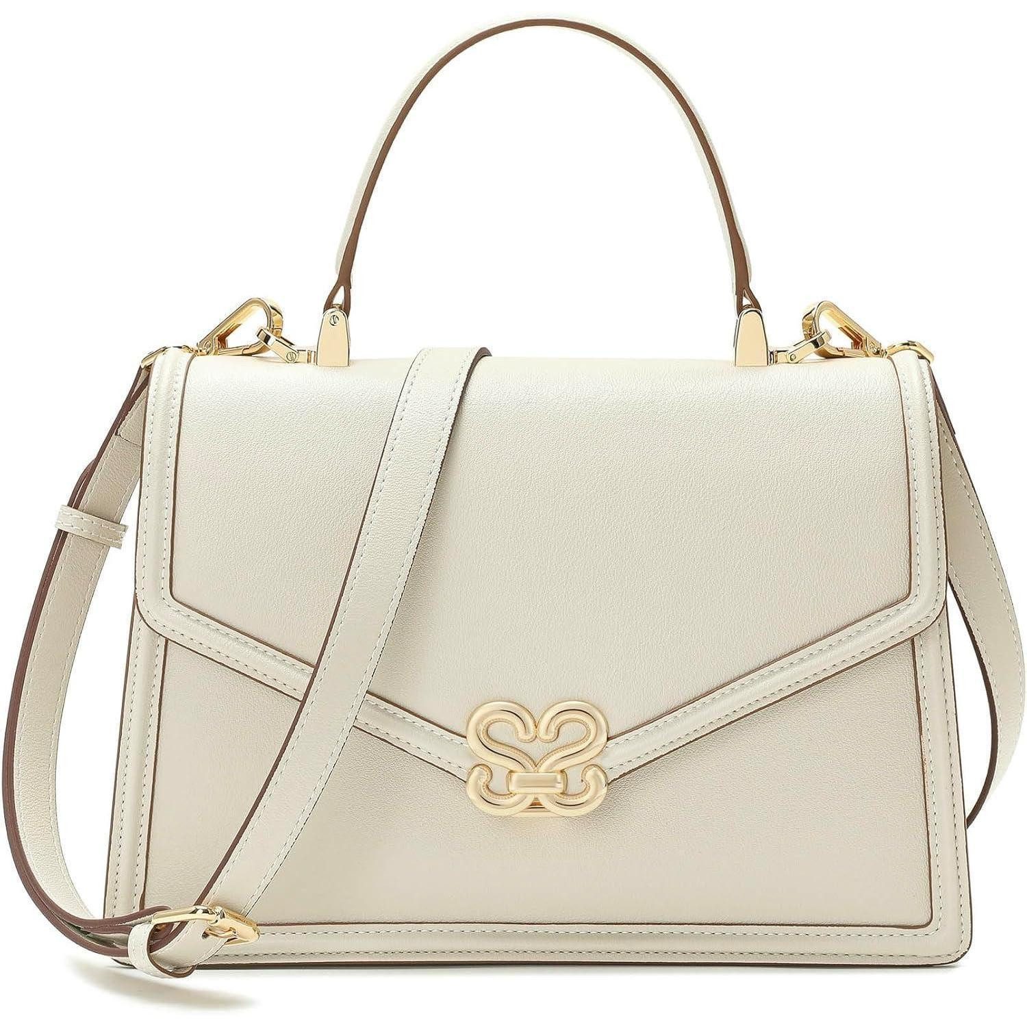 LuxusKollektion Handtasche Damen Handtasche Leder Beige Umhängetasche mit abnehmbarem