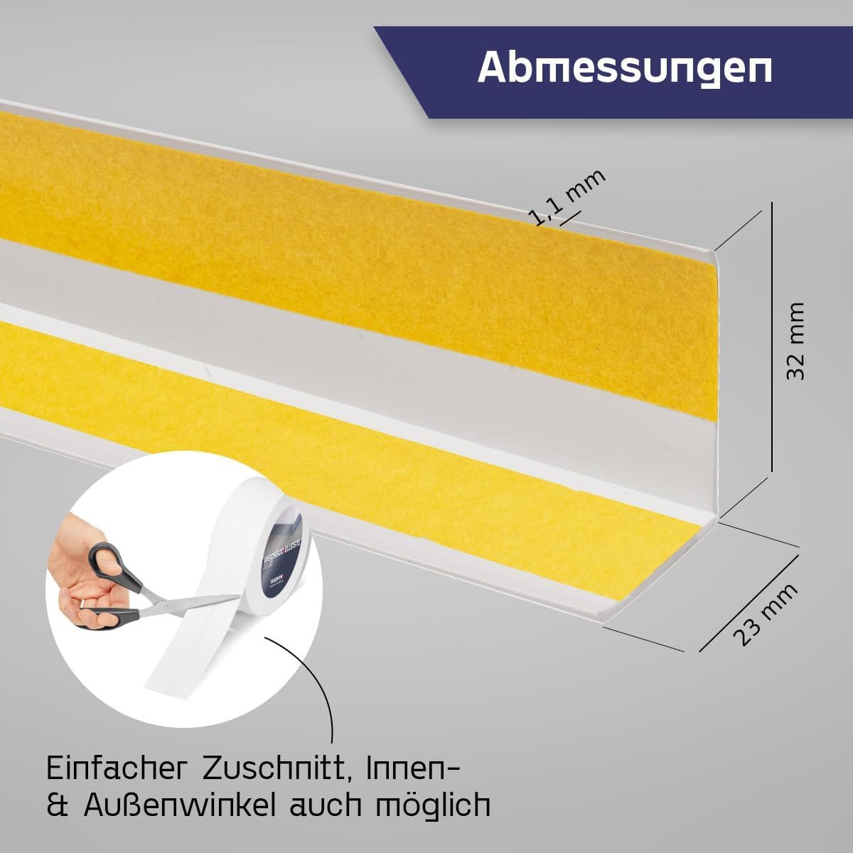 HOLZBRINK Sockelleiste PVC Weichsockelleiste selbstklebend 32x23mm Birke, L: 500 cm, 5m Rolle, Küchenabschlussleiste Arbeitsplatte, Fensterleiste, Fensterabdichtung
