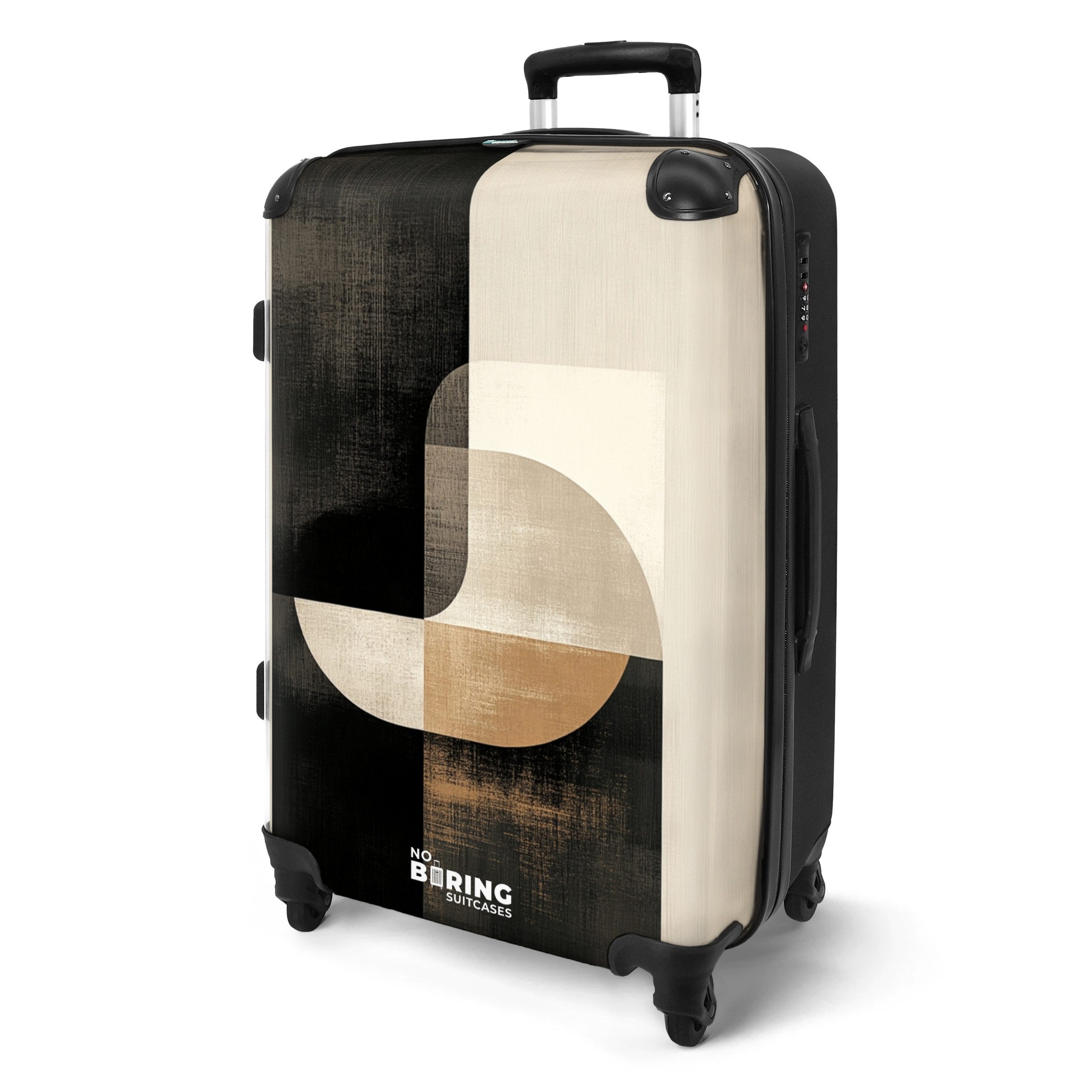 NoBoringSuitcases.com© Hartschalen-Trolley Abstrakte Formen in Schwarz günstig online kaufen