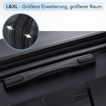 HEYHIPPO Kofferset 3-teiliges Kofferset, M-L-XL, stylischer Trolley-Koffer, PP-Material, mit TSA-Schloss, leicht zu reinigende Oberfläche, kratzfeste Textur